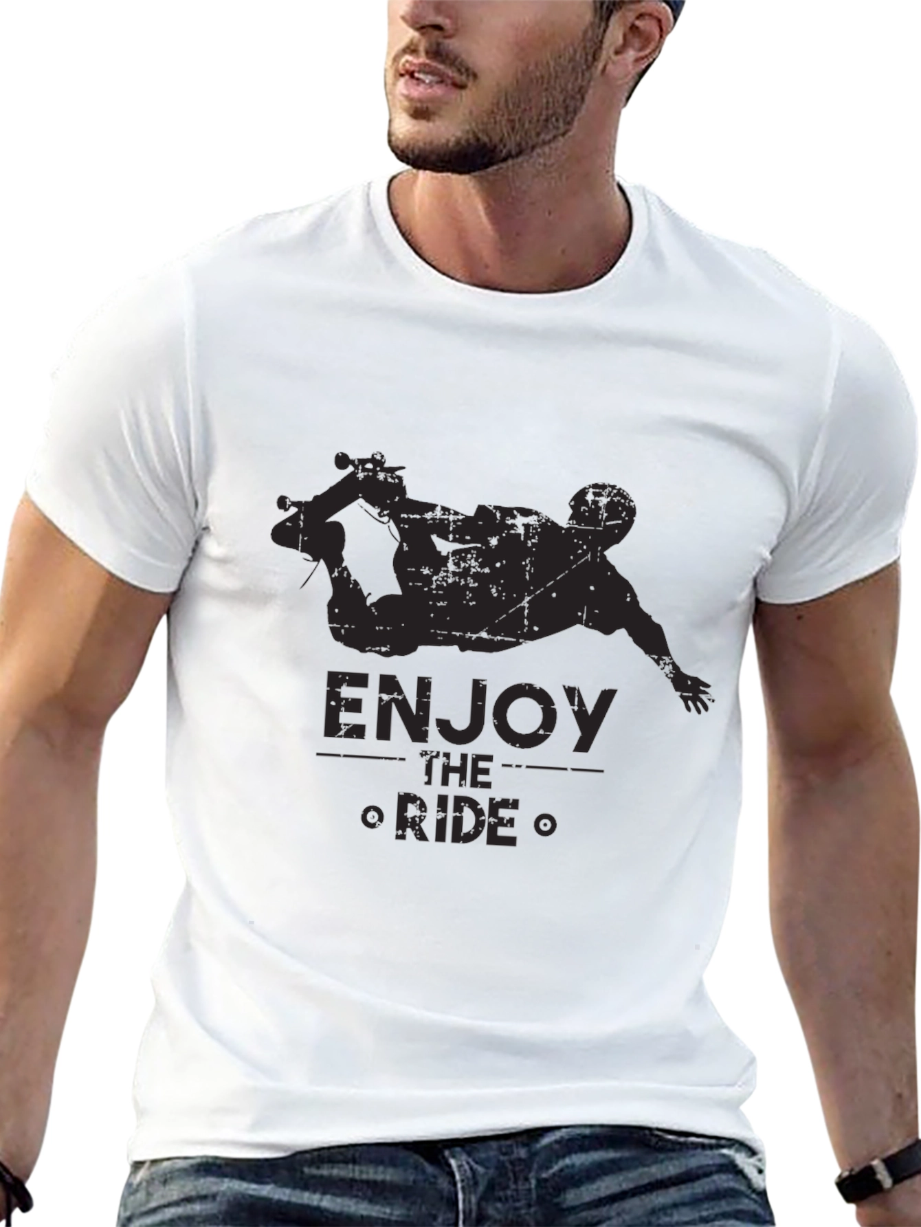Black Enjoy the Ride Skateboarder Graphic Tee view 13