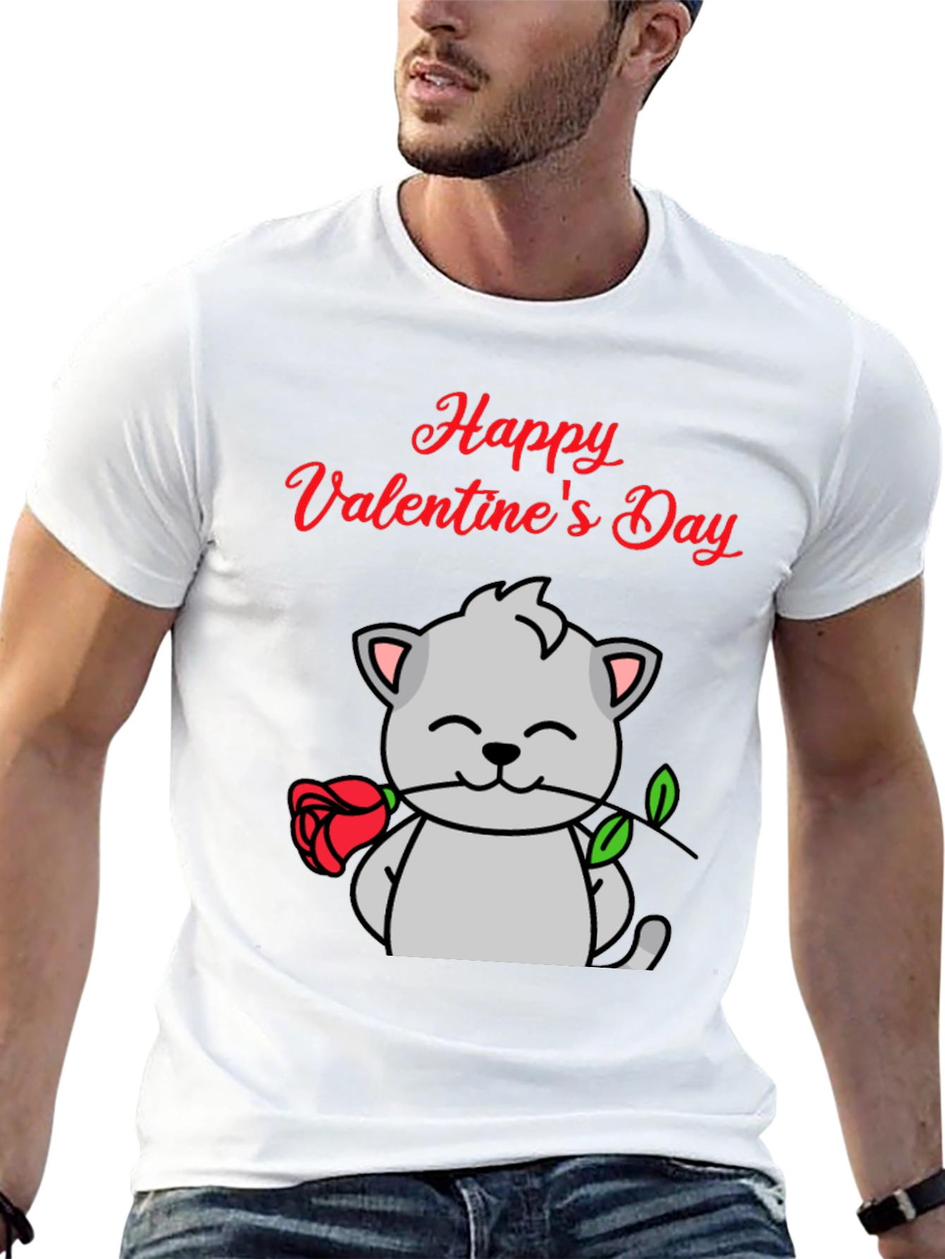 Black Happy Valentine's Day Cat T-Shirt view 13