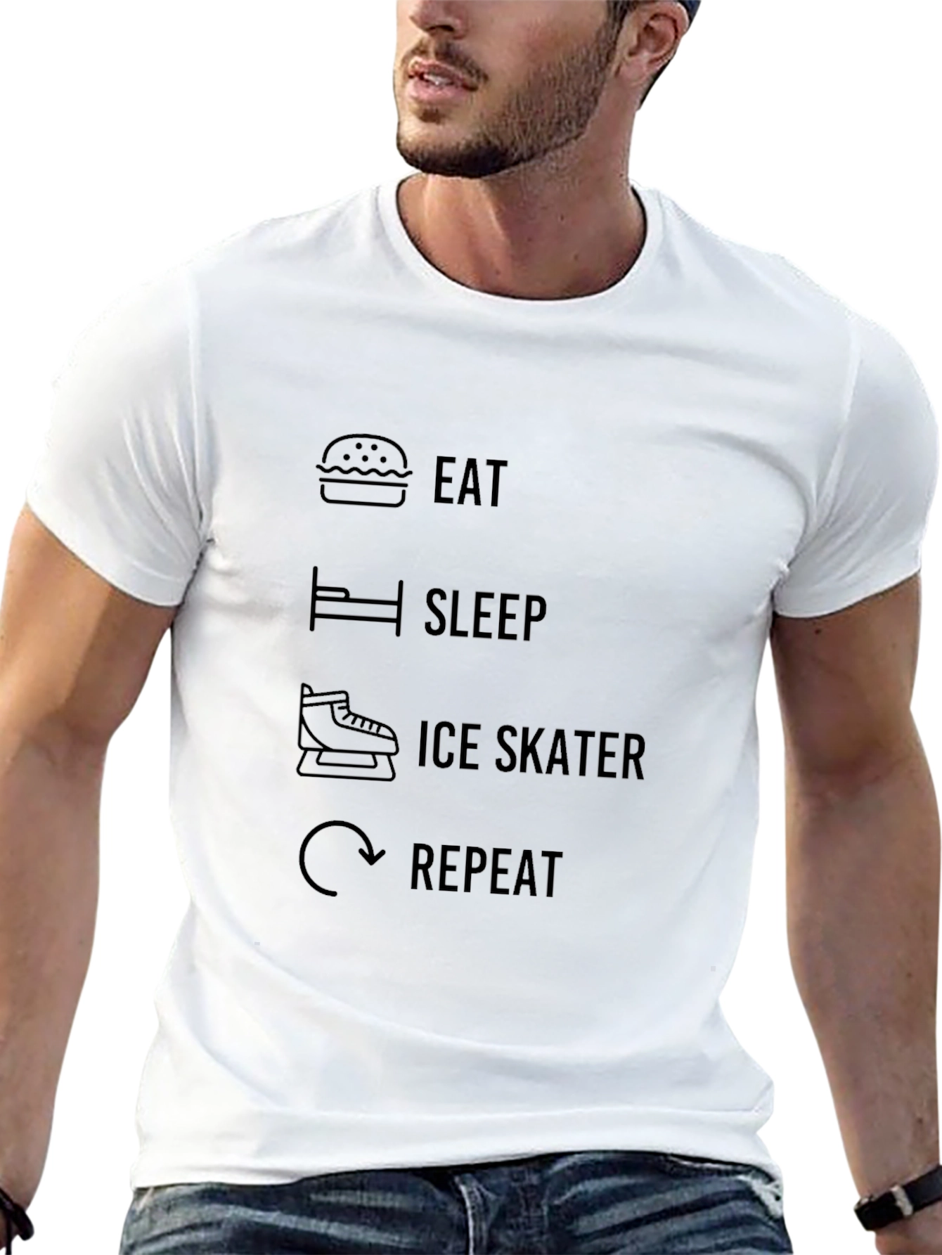 Black Eat Sleep Ice Skater Repeat T-Shirt view 13