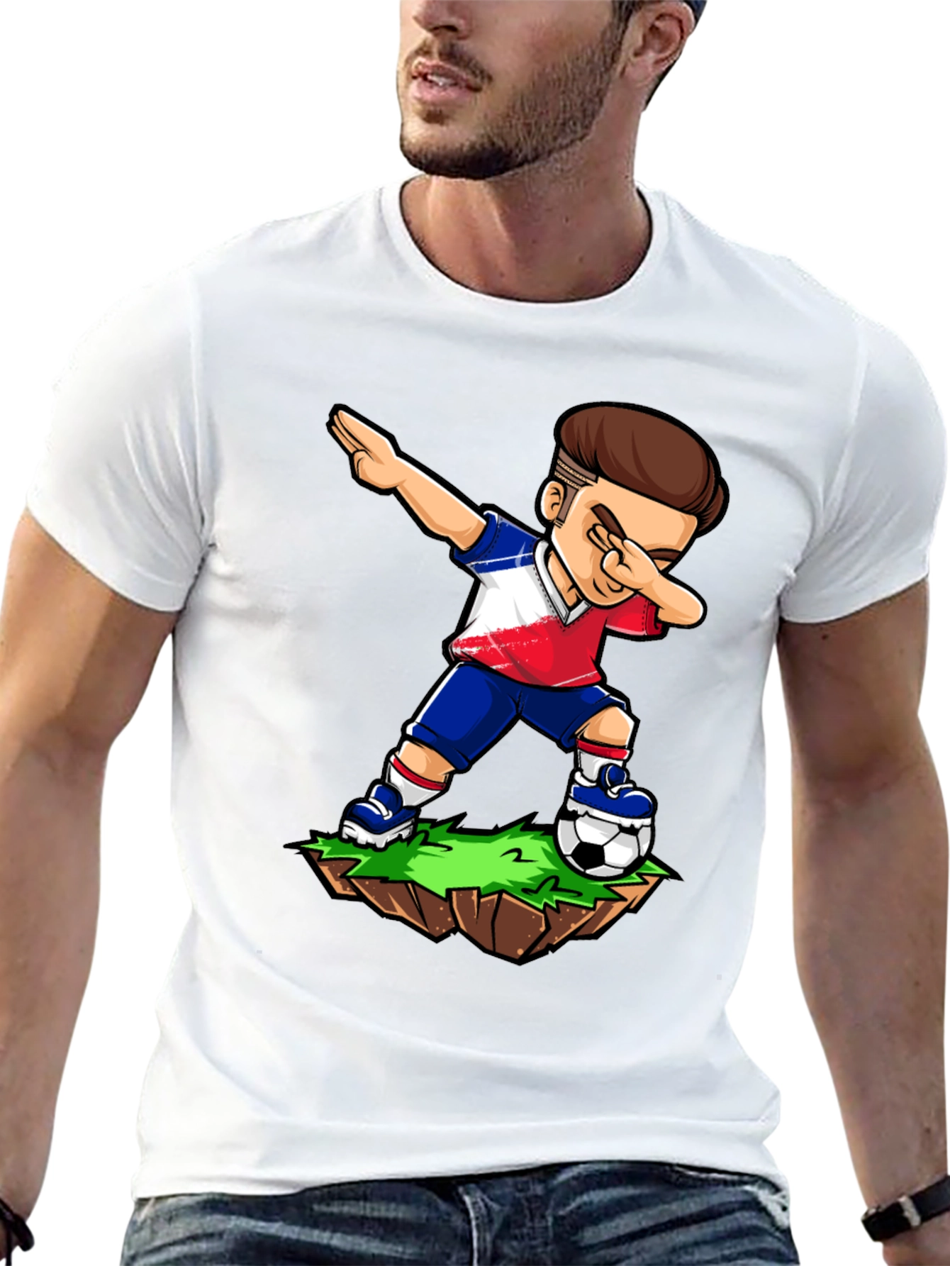 Black Dabbing Soccer Player Graphic Tee view 13