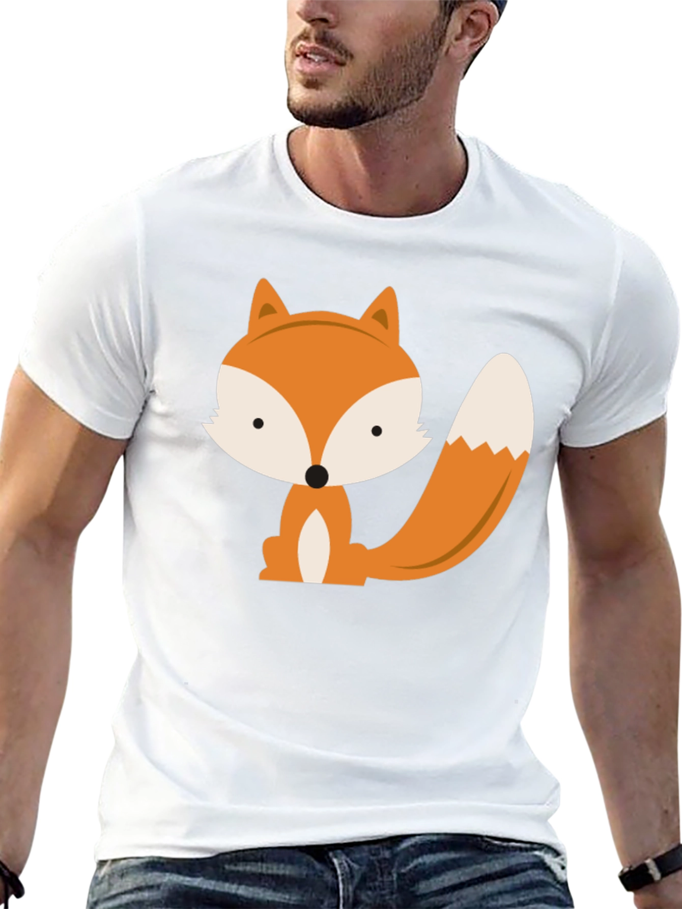 Black Cute Fox Graphic Tee - Black Unisex T-Shirt view 13