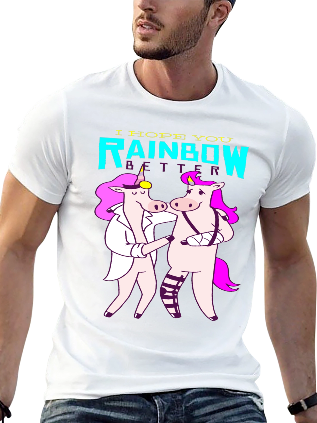 Black Unicorn Rainbow Get Well T-Shirt view 13