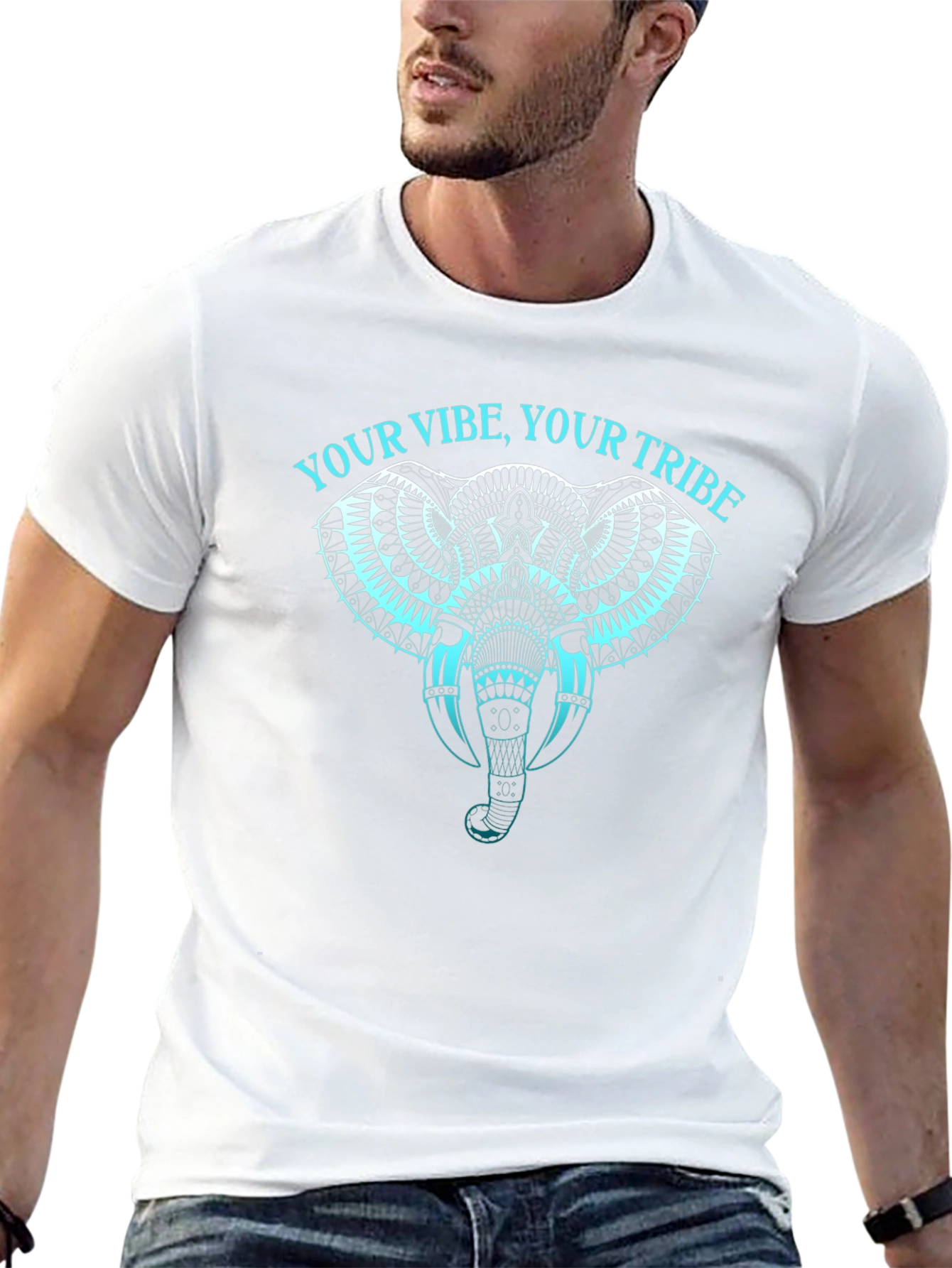 Black Tribal Elephant Graphic Tee - Your Vibe, Your Tribe view 13