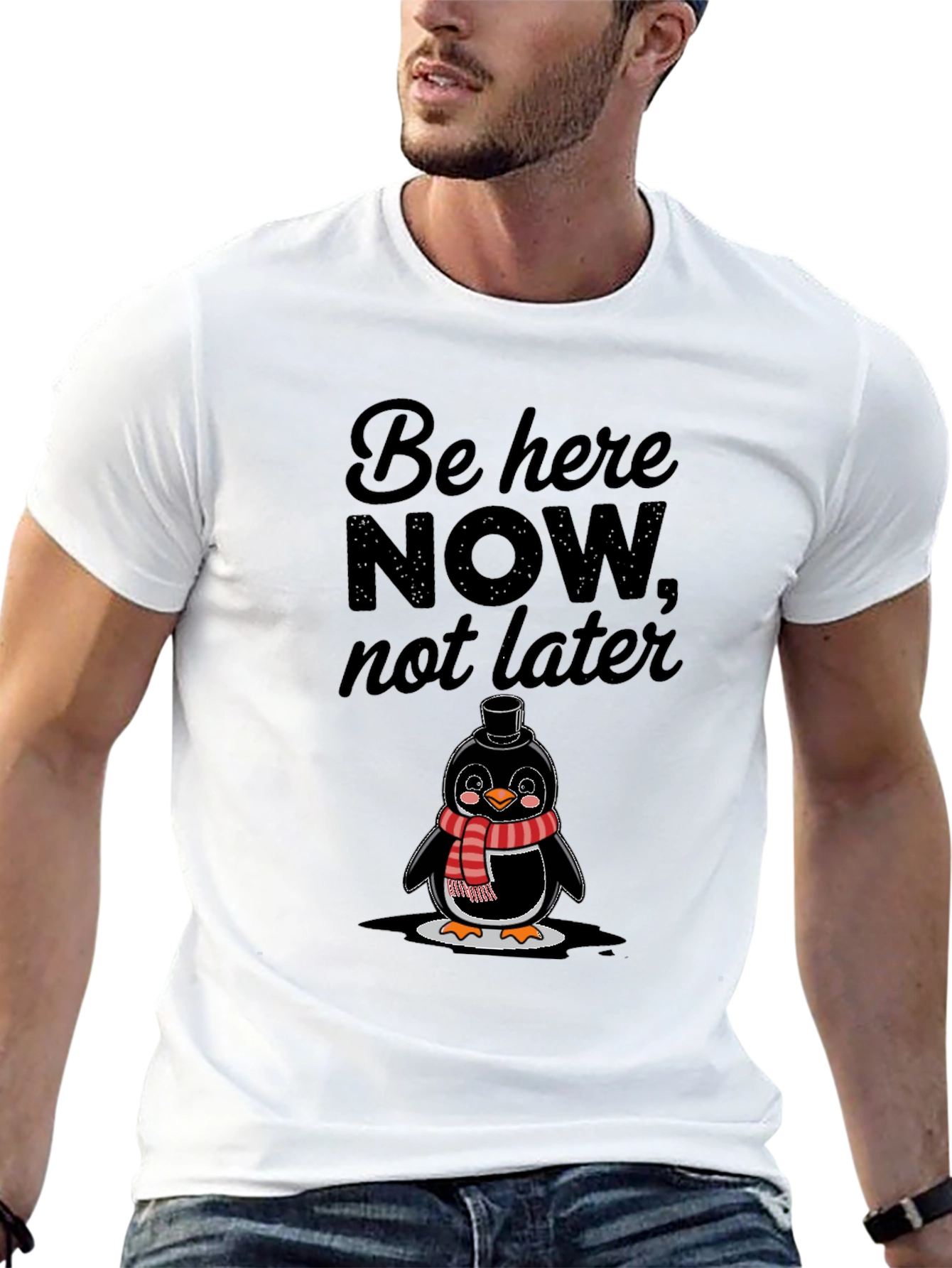 Black Be Here Now Penguin Graphic Tee - Black view 13