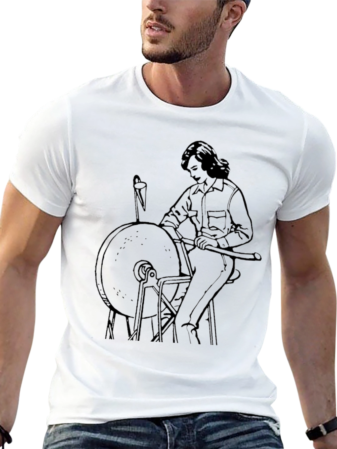 Black Retro Grinding Wheel Graphic Tee view 13