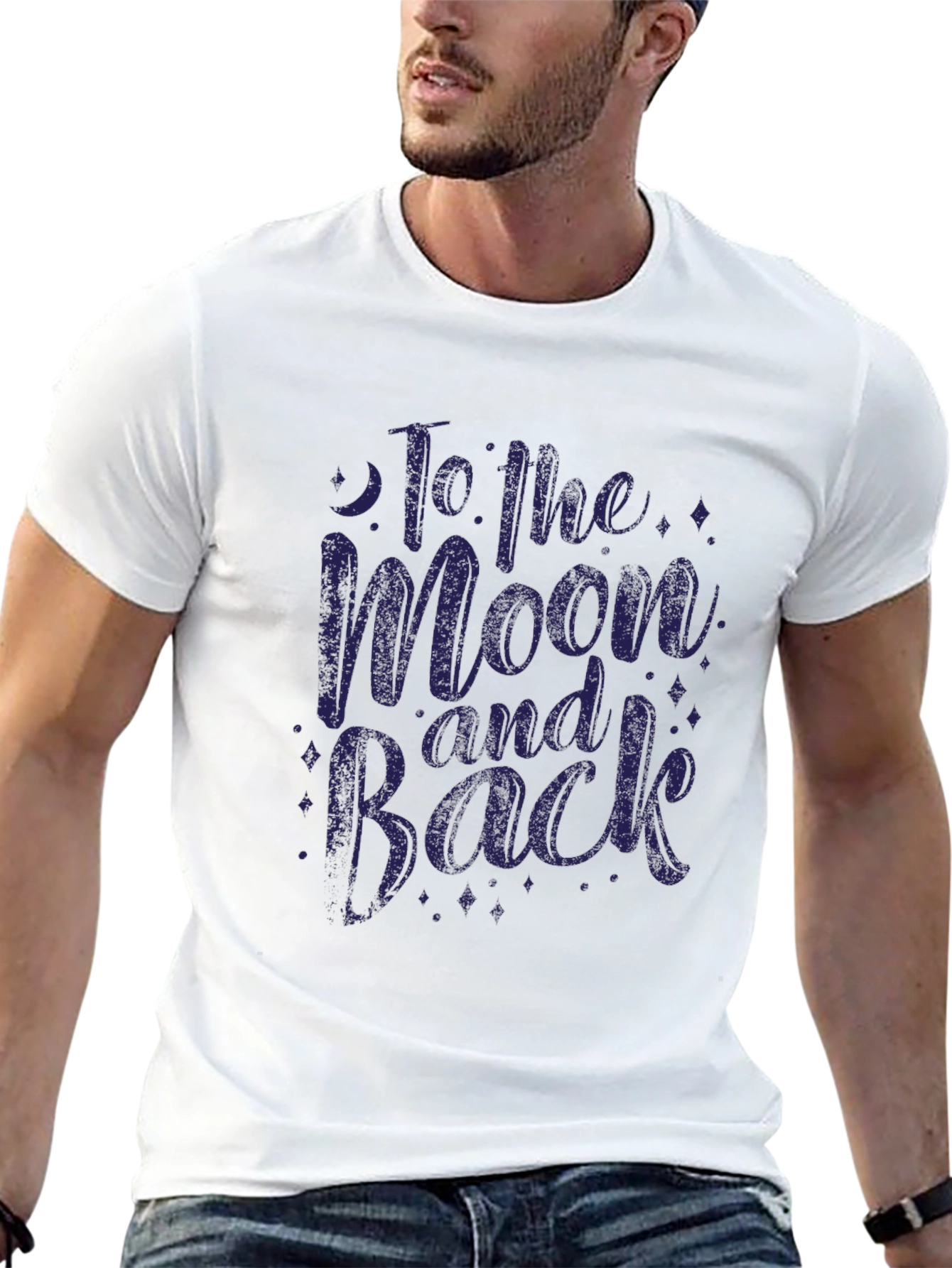 Black To the Moon and Back Graphic T-Shirt view 13