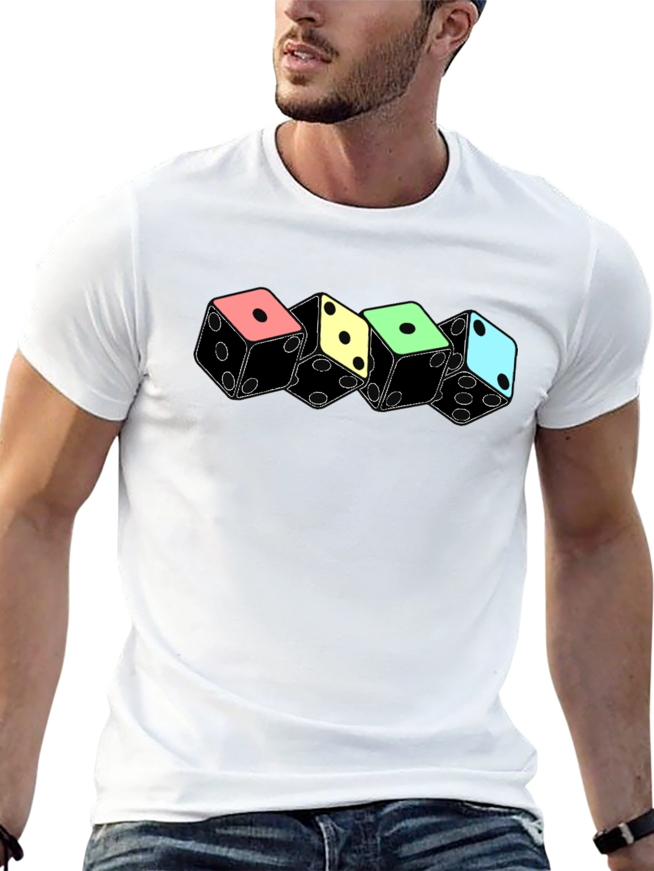 Black Dice T-Shirt - Colorful Gaming Design view 13