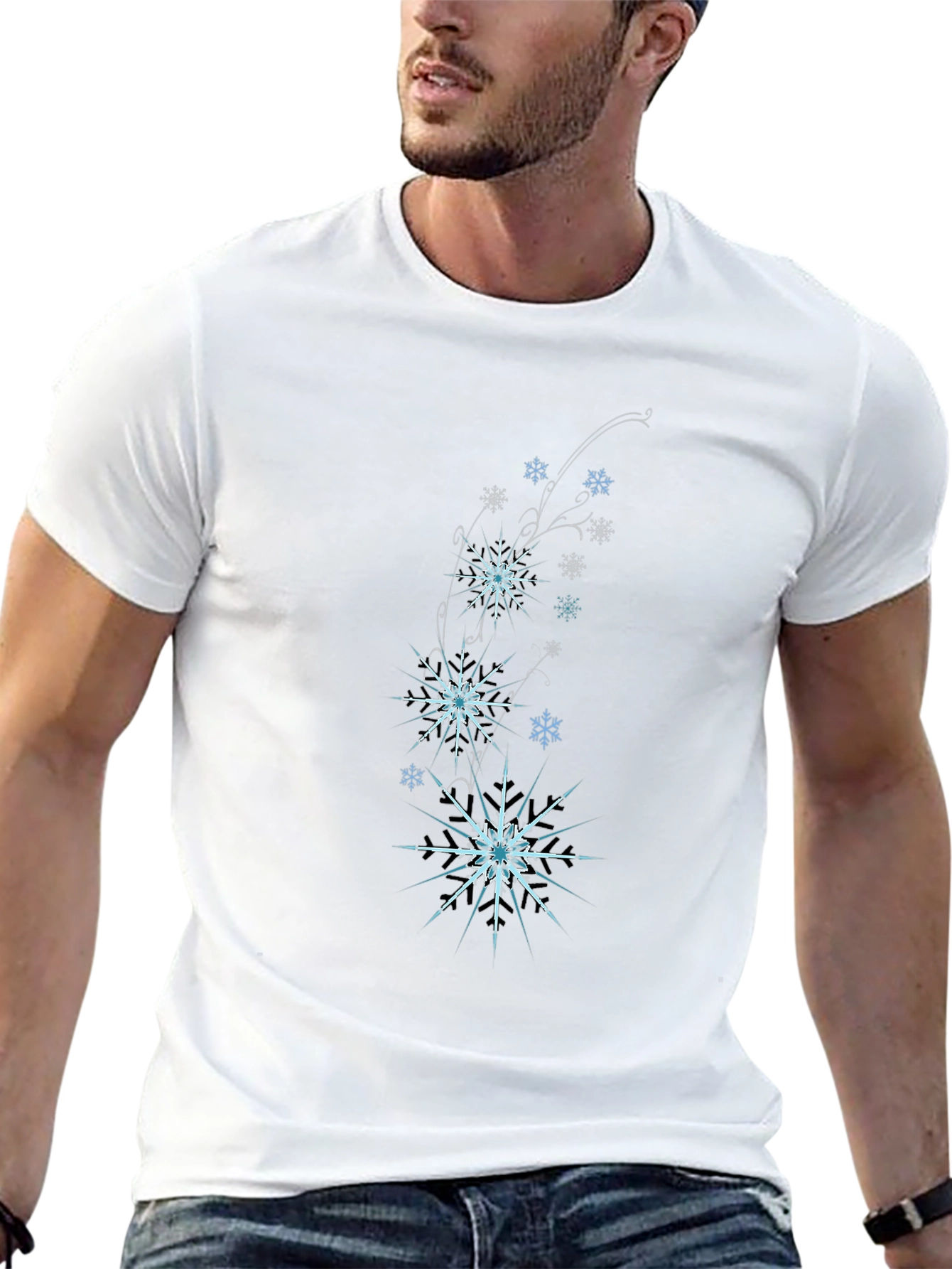 Black Snowflake Graphic Black T-Shirt view 13