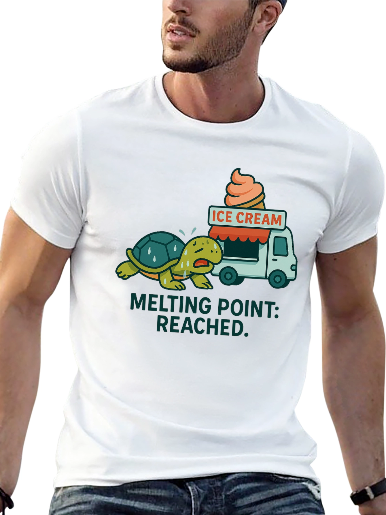 Black Melting Point Reached Turtle Ice Cream T-Shirt view 13