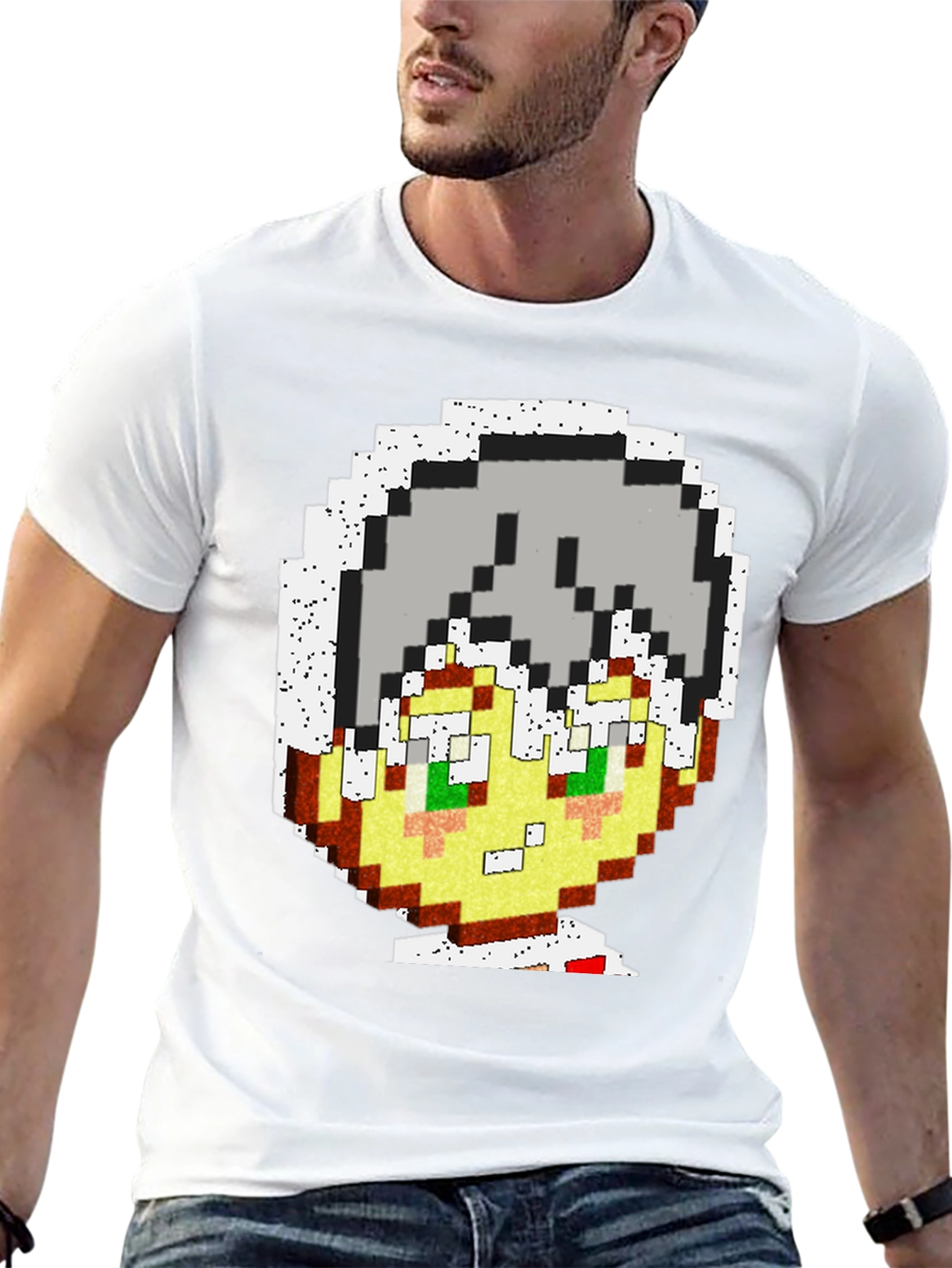 Black Pixel Art Character Graphic Tee view 13