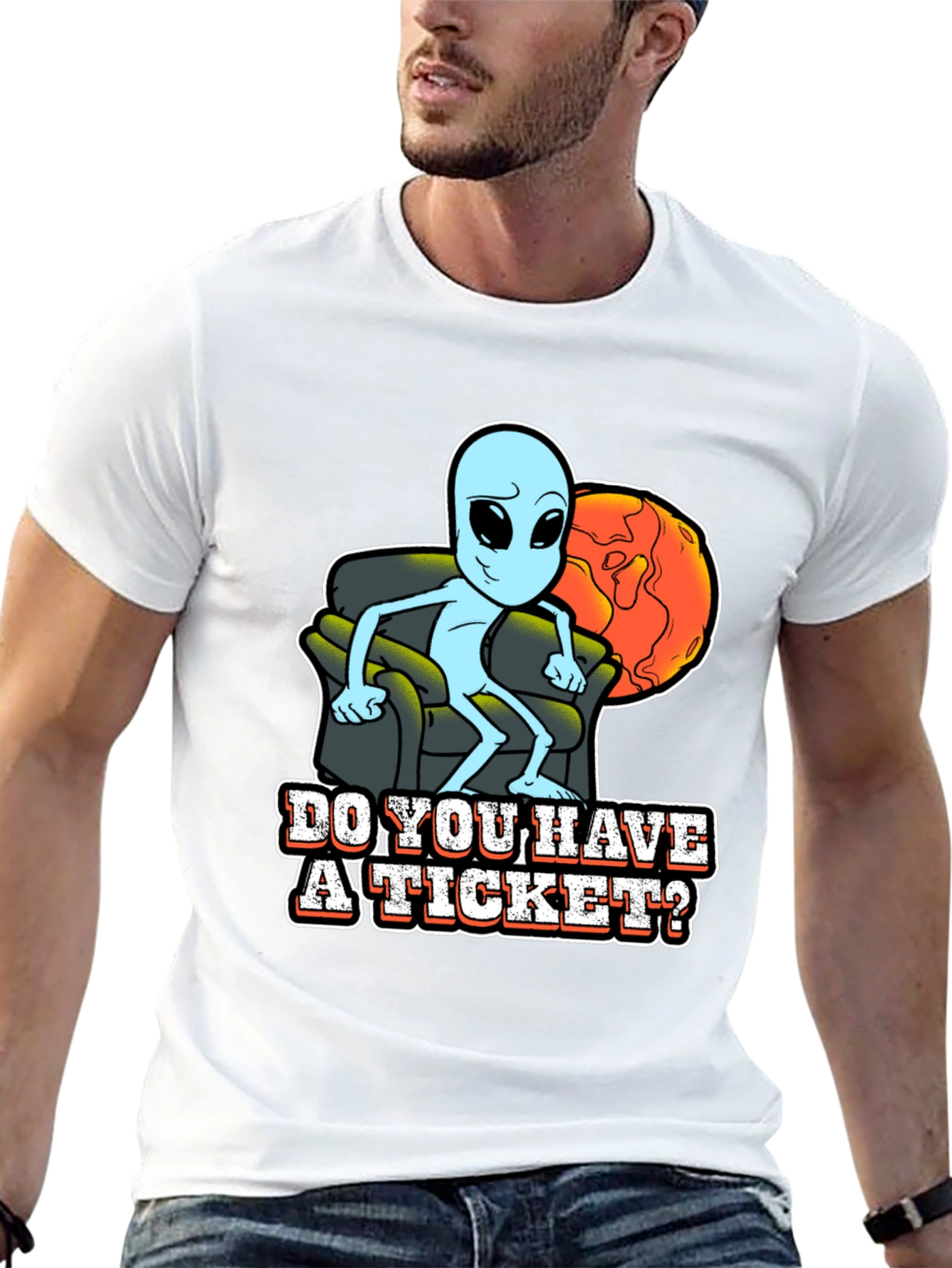 Black Alien "Do you have a ticket" Graphic T-Shirt view 13