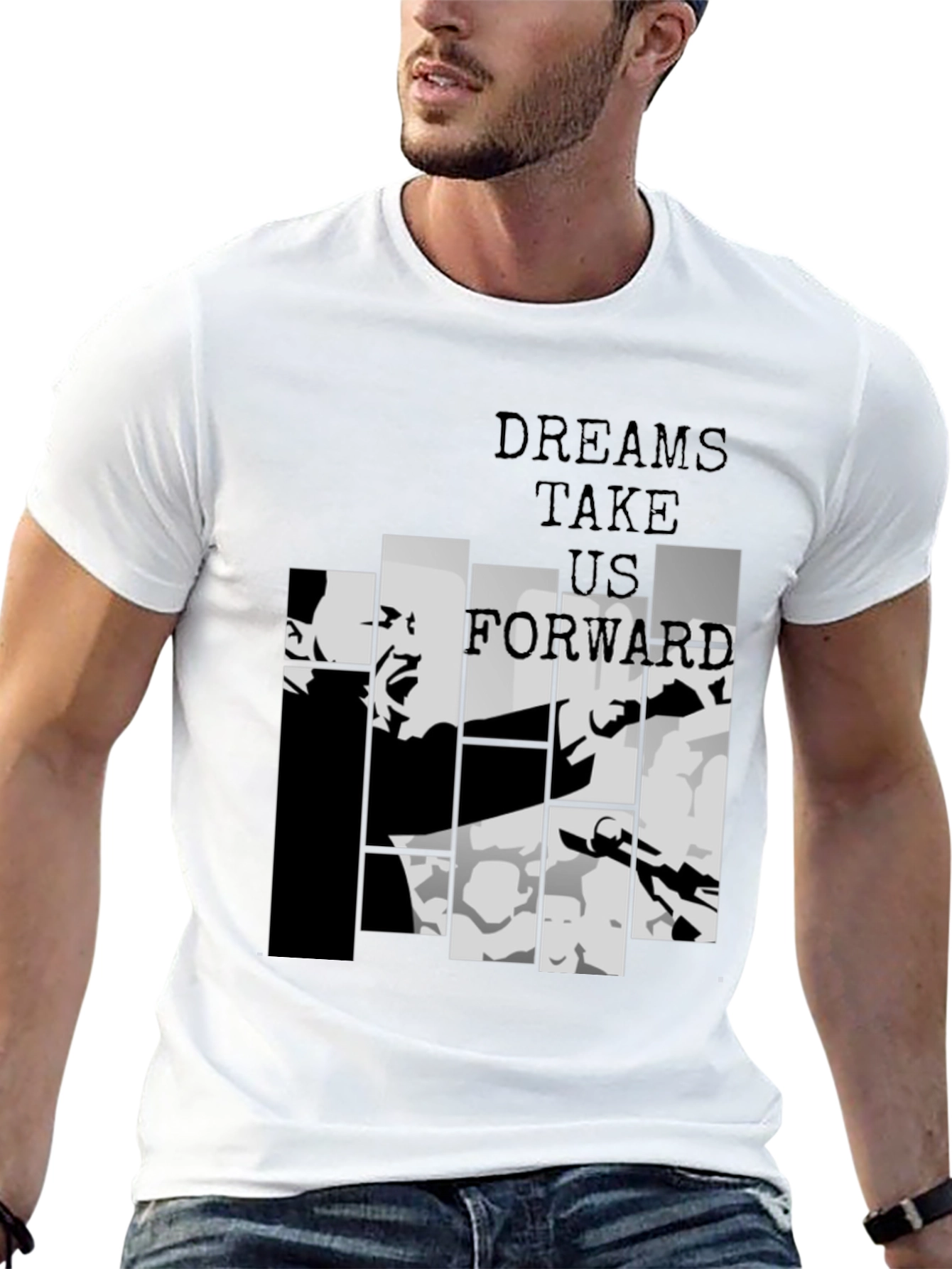 Dreams Take Us Forward Black Graphic Tee - 13