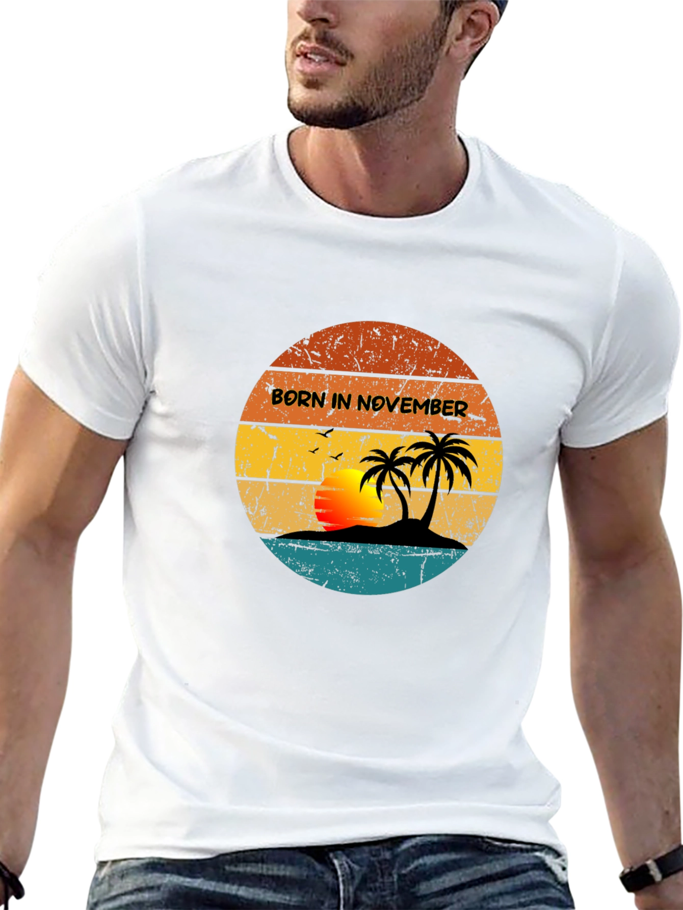 Black Born in November Tropical Sunset T-Shirt view 13