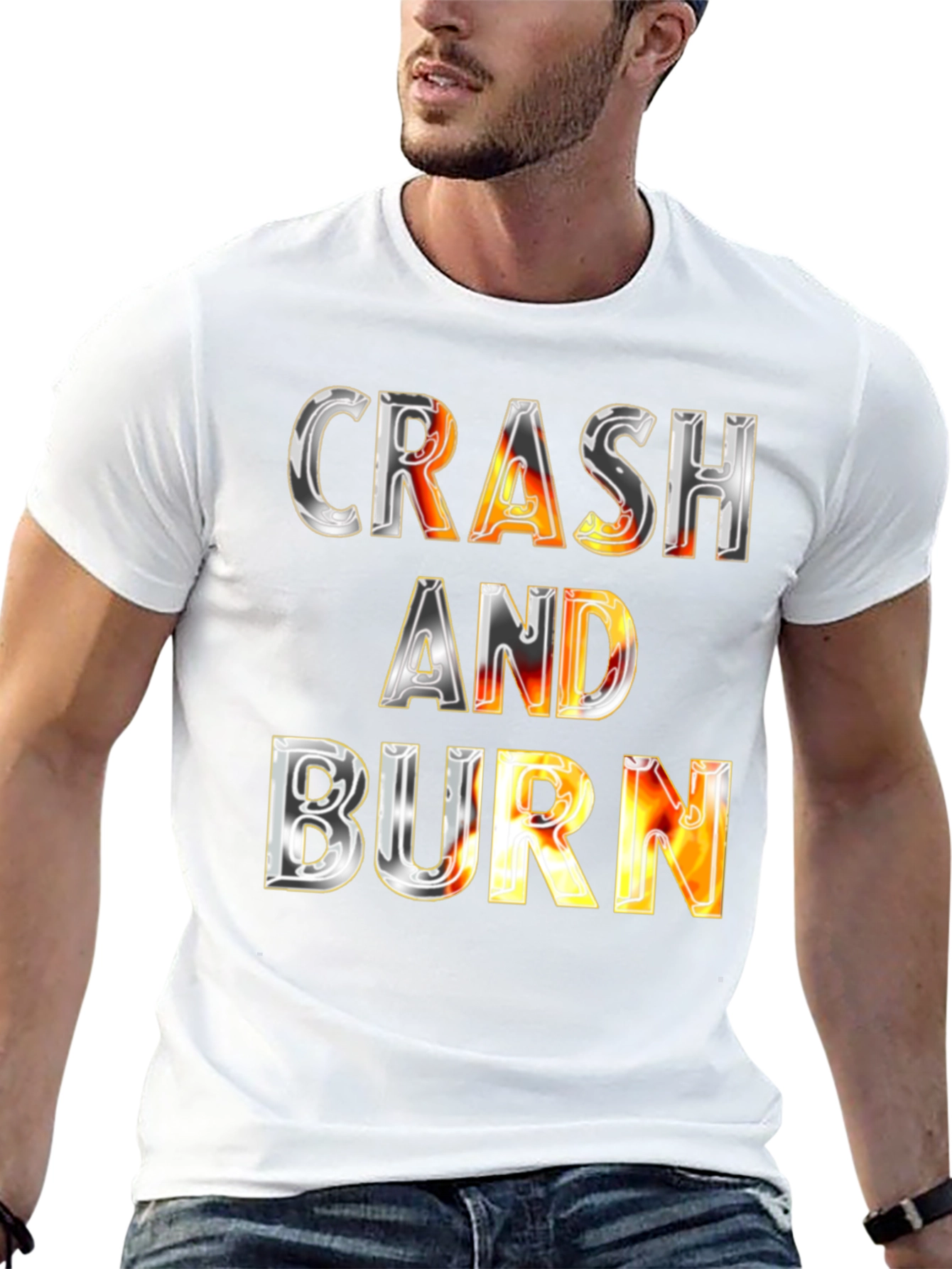 Black Crash and Burn Graphic Tee - Bold Statement T-Shirt view 13
