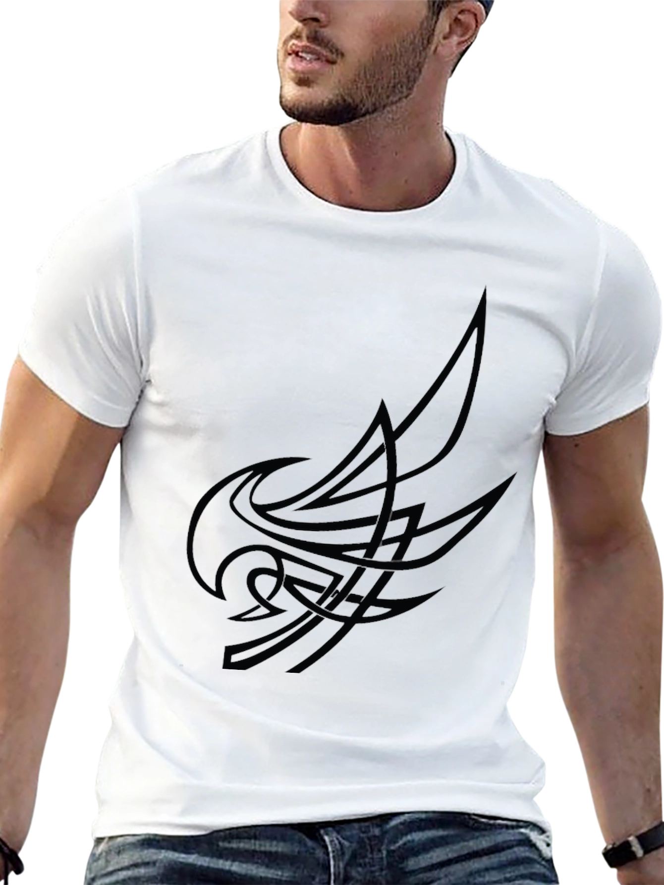 Black Black Tee with Abstract Graphic Print view 13