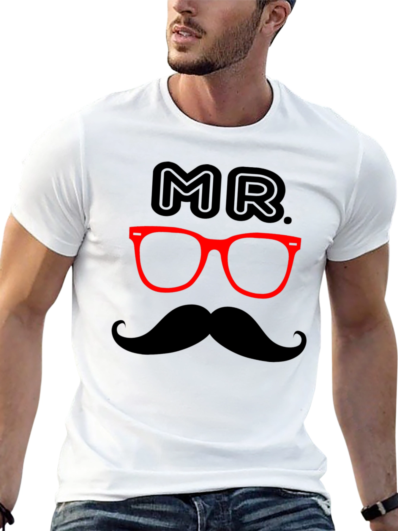 Black Mr. Mustache Graphic Tee - Black view 13