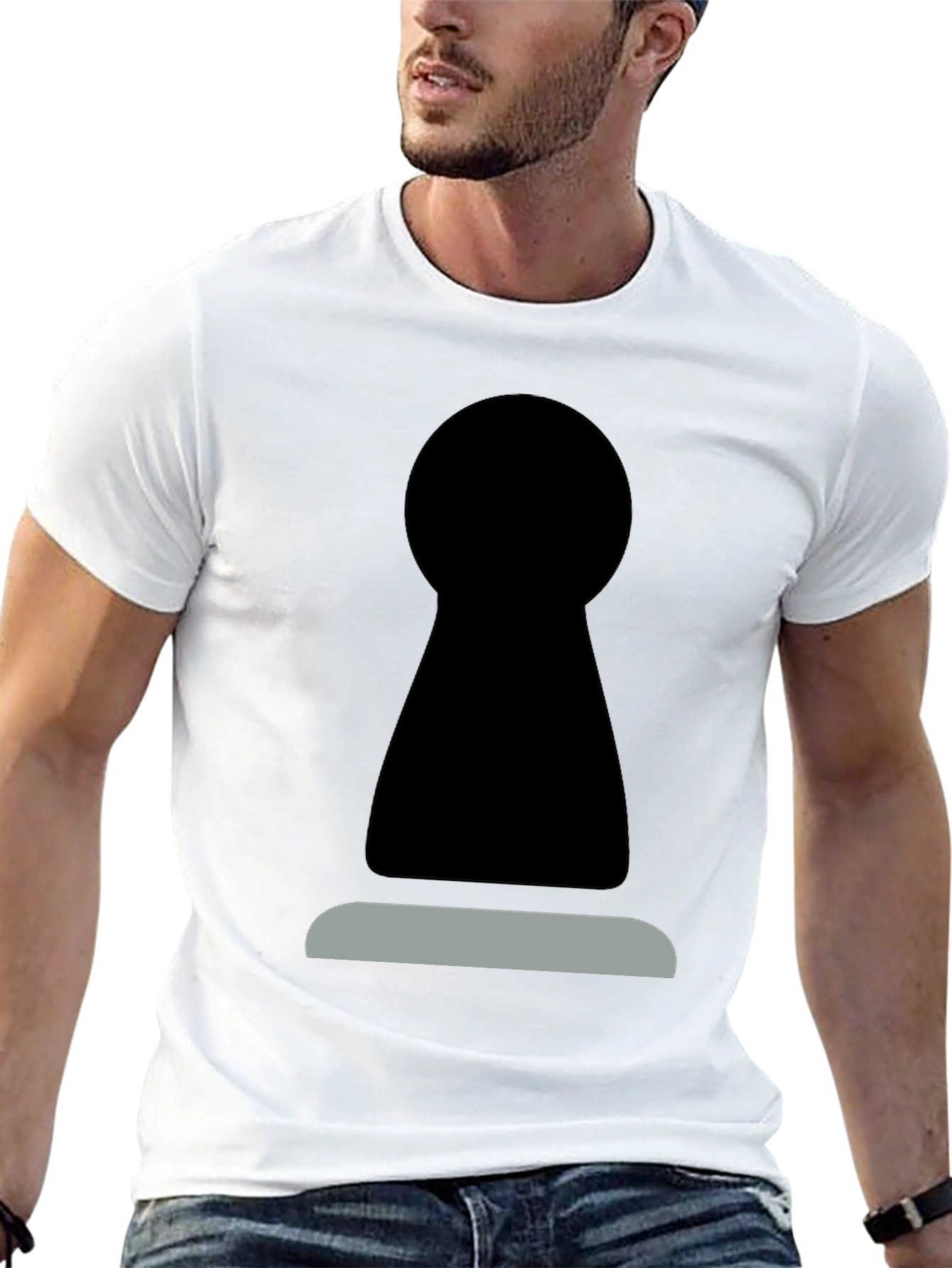Black Abstract Keyhole Graphic Tee - Modern Style view 13
