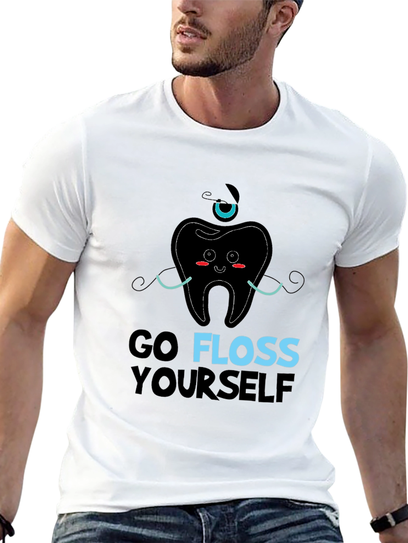 Black Go Floss Yourself Graphic Tee - Dental Humor view 13