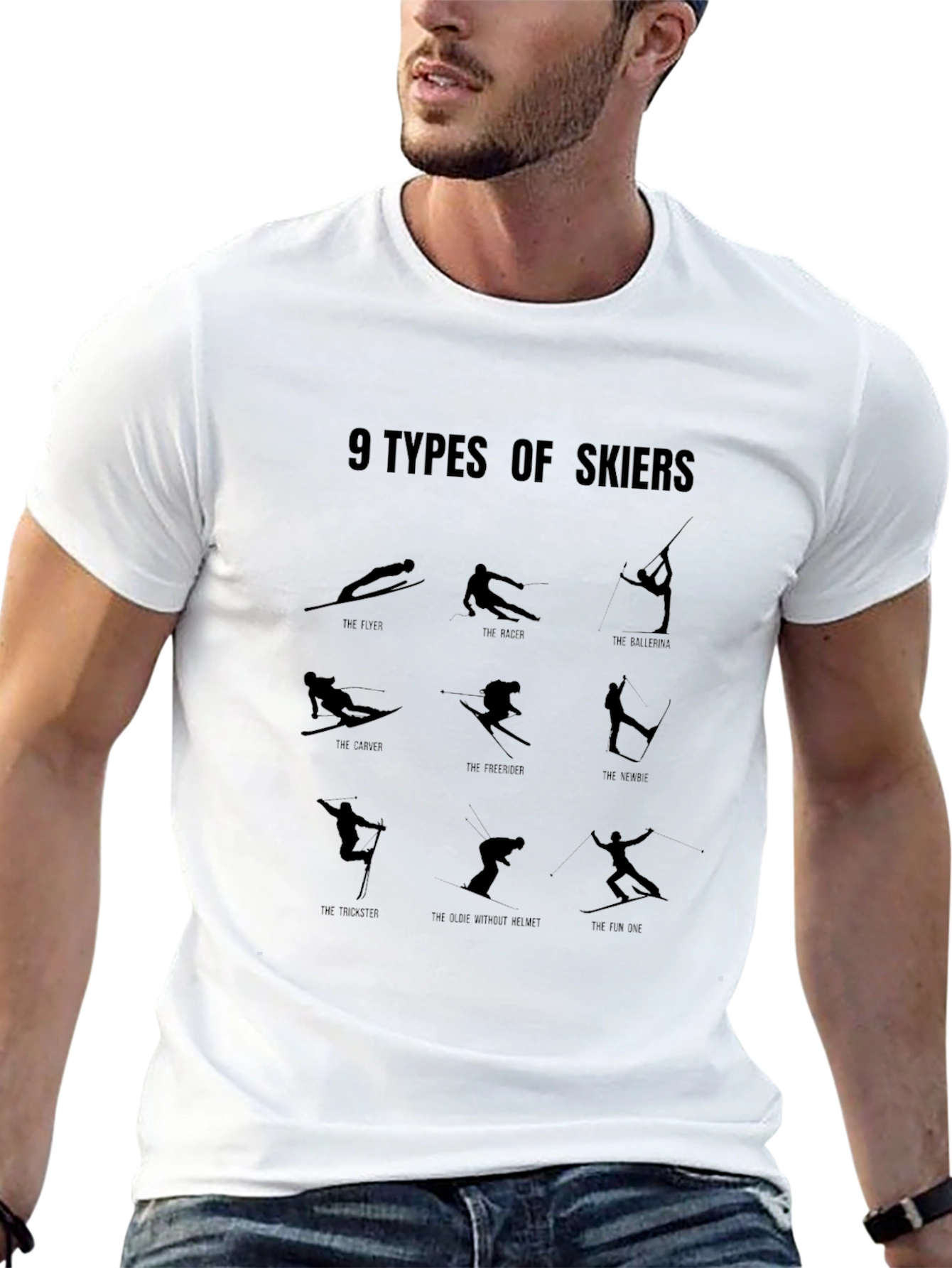 Black 9 Types of Skiers Graphic Tee - Black view 13