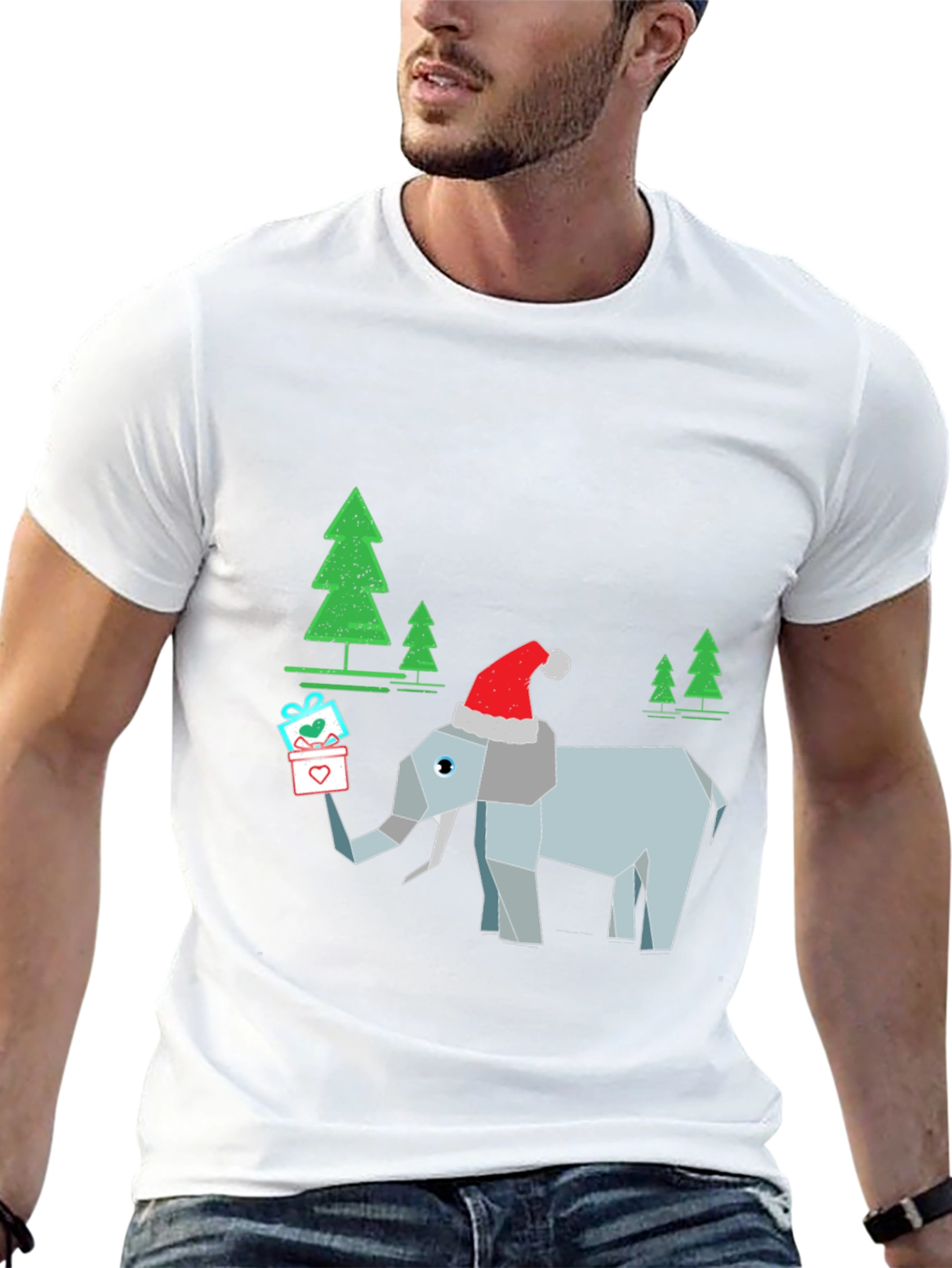 Black Festive Elephant Christmas T-Shirt view 13