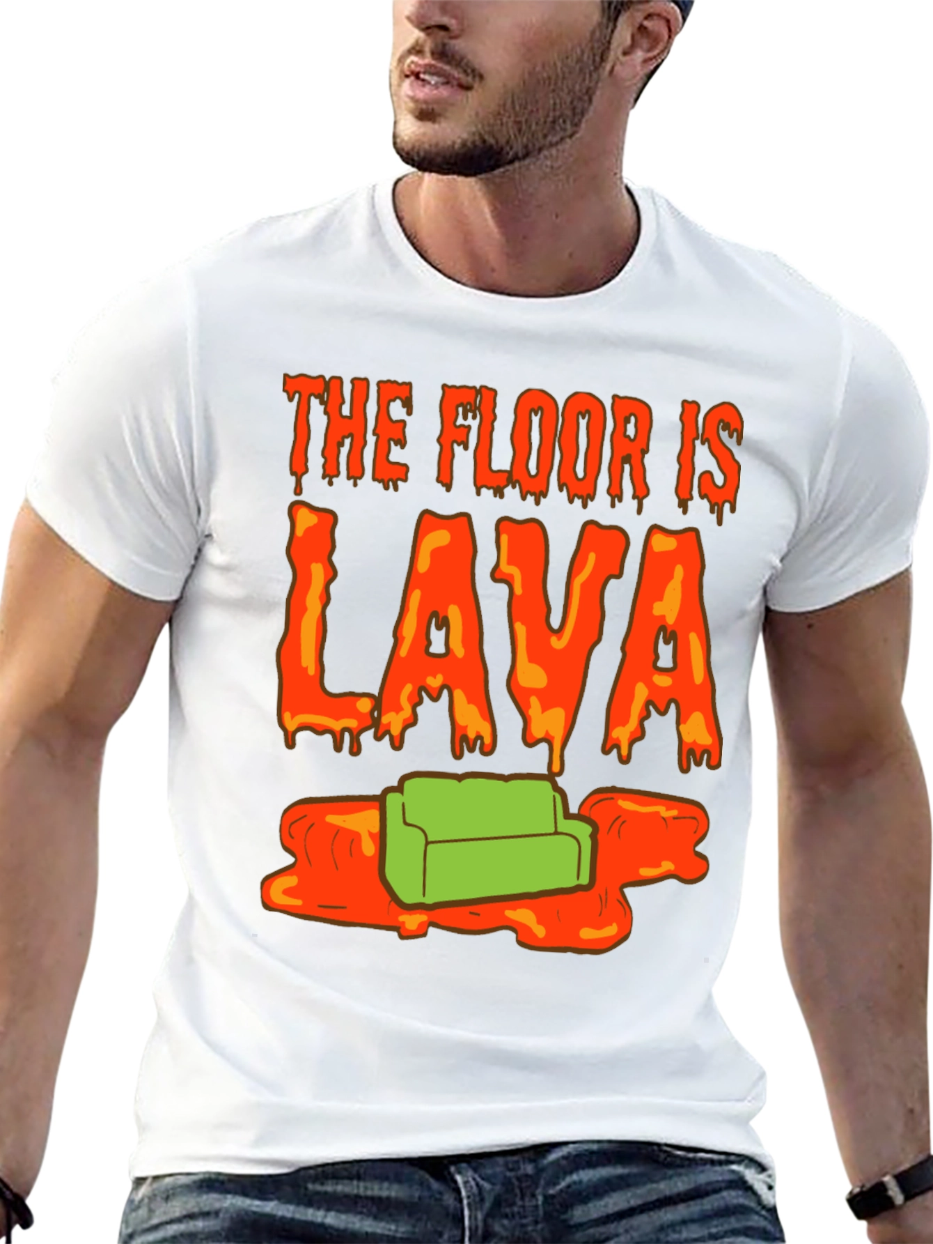 Black The Floor is Lava T-Shirt - Novelty Graphic Tee view 13