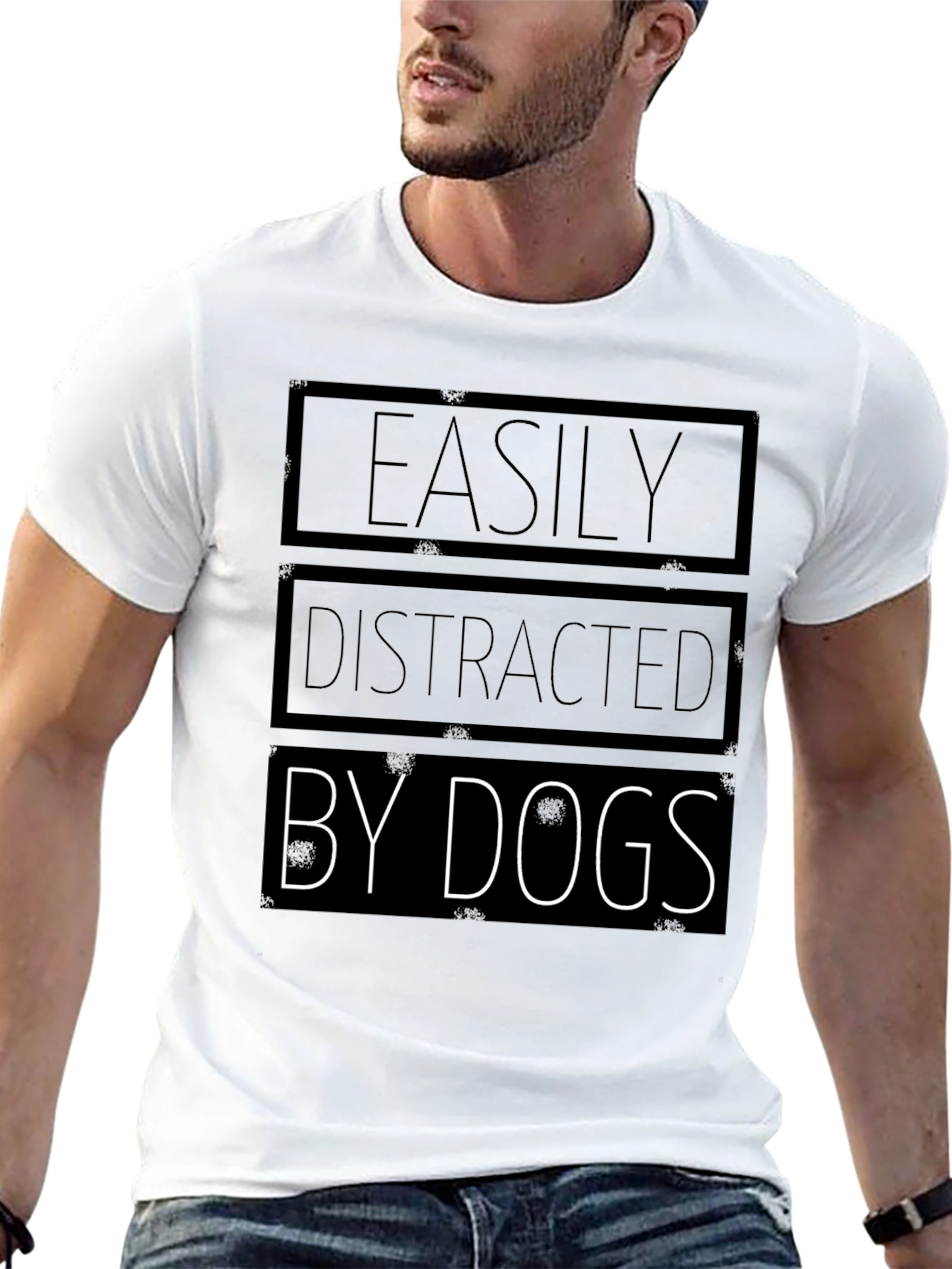 Black Easily Distracted by Dogs - Graphic T-Shirt view 13