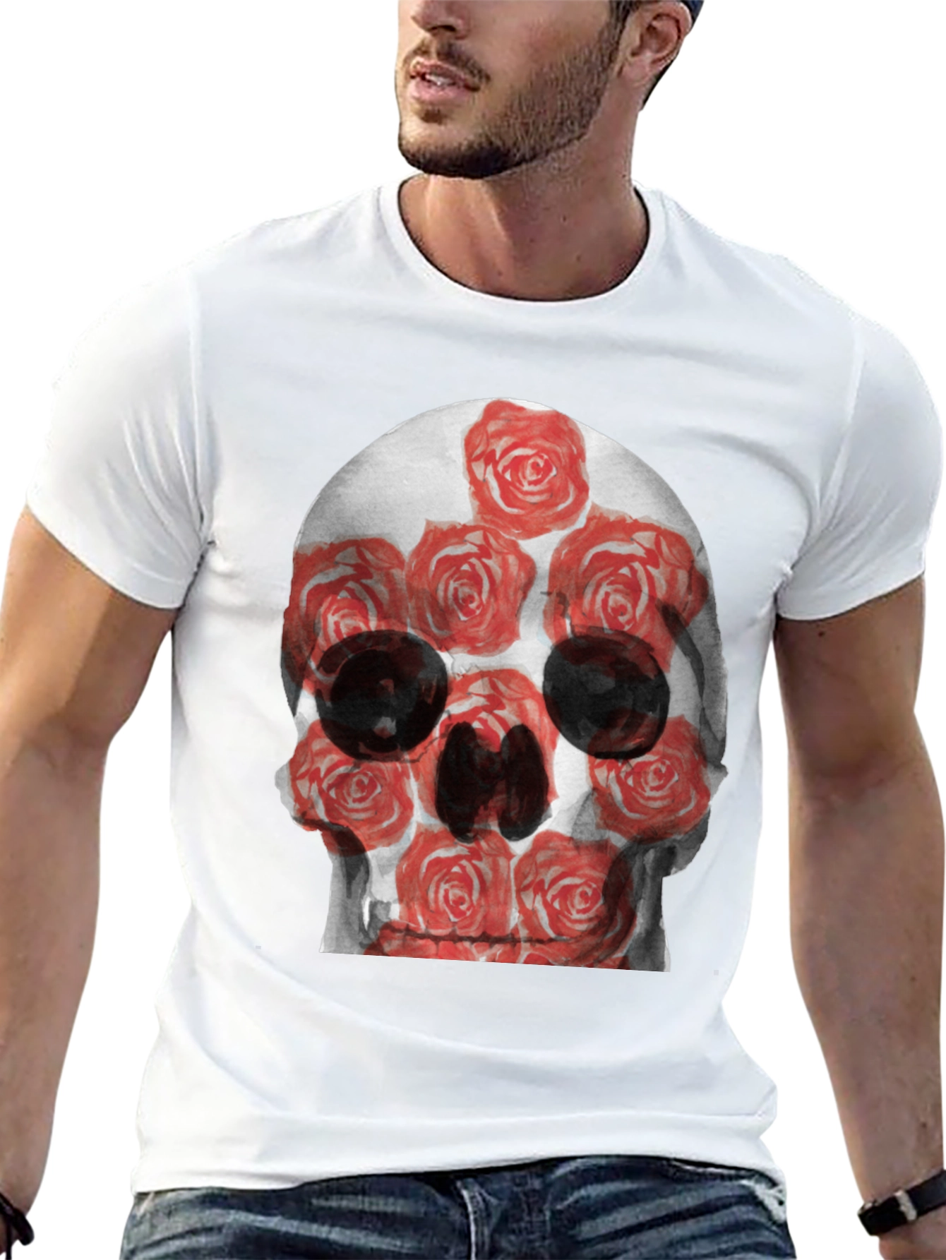 Black Skull and Roses Graphic Tee - Edgy Style view 13