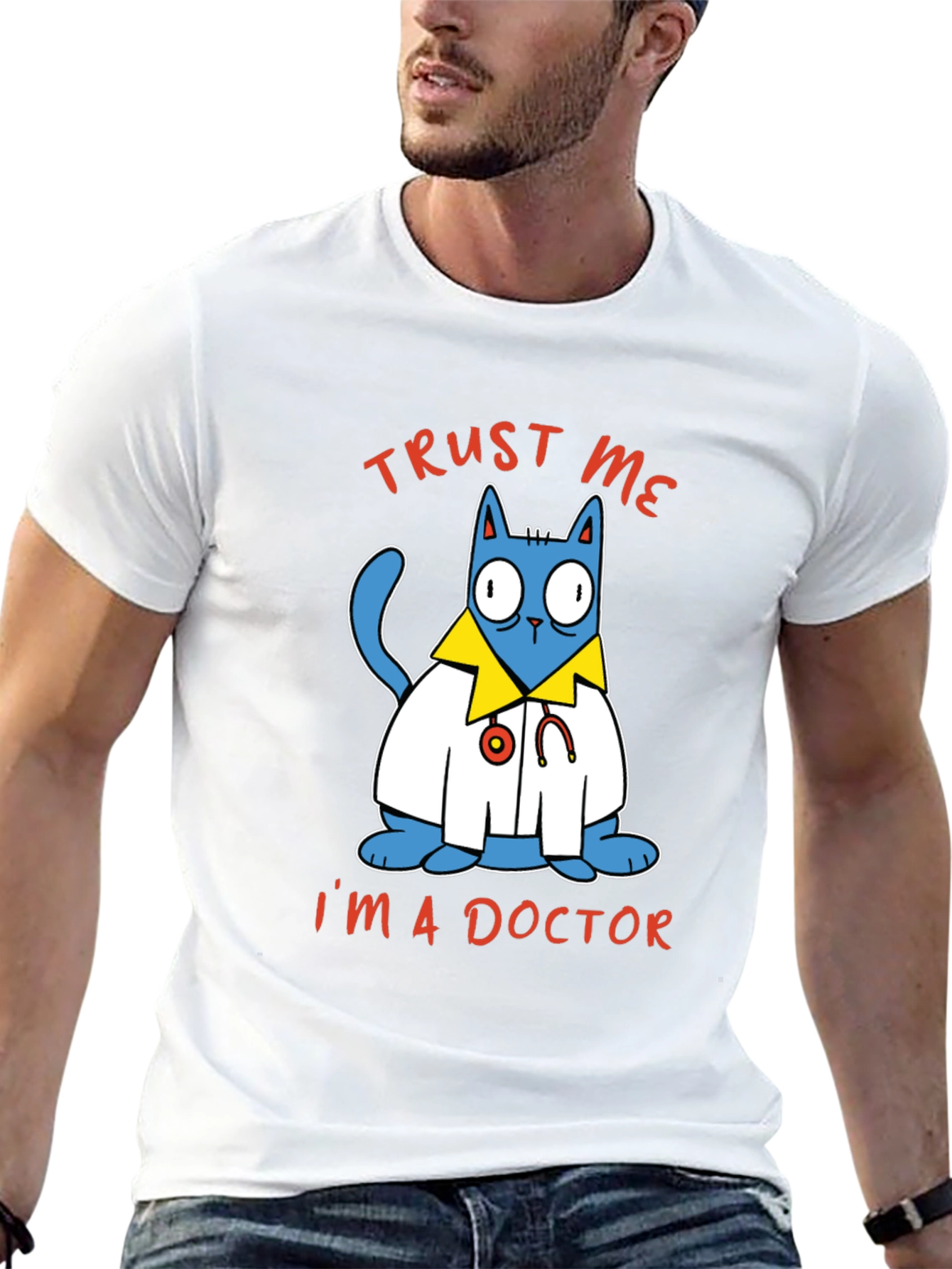 Black Trust Me I'm A Doctor Cat Graphic Tee view 13