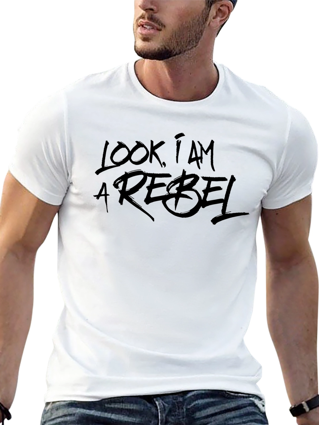 Black Look I Am A Rebel Black Graphic Tee view 13