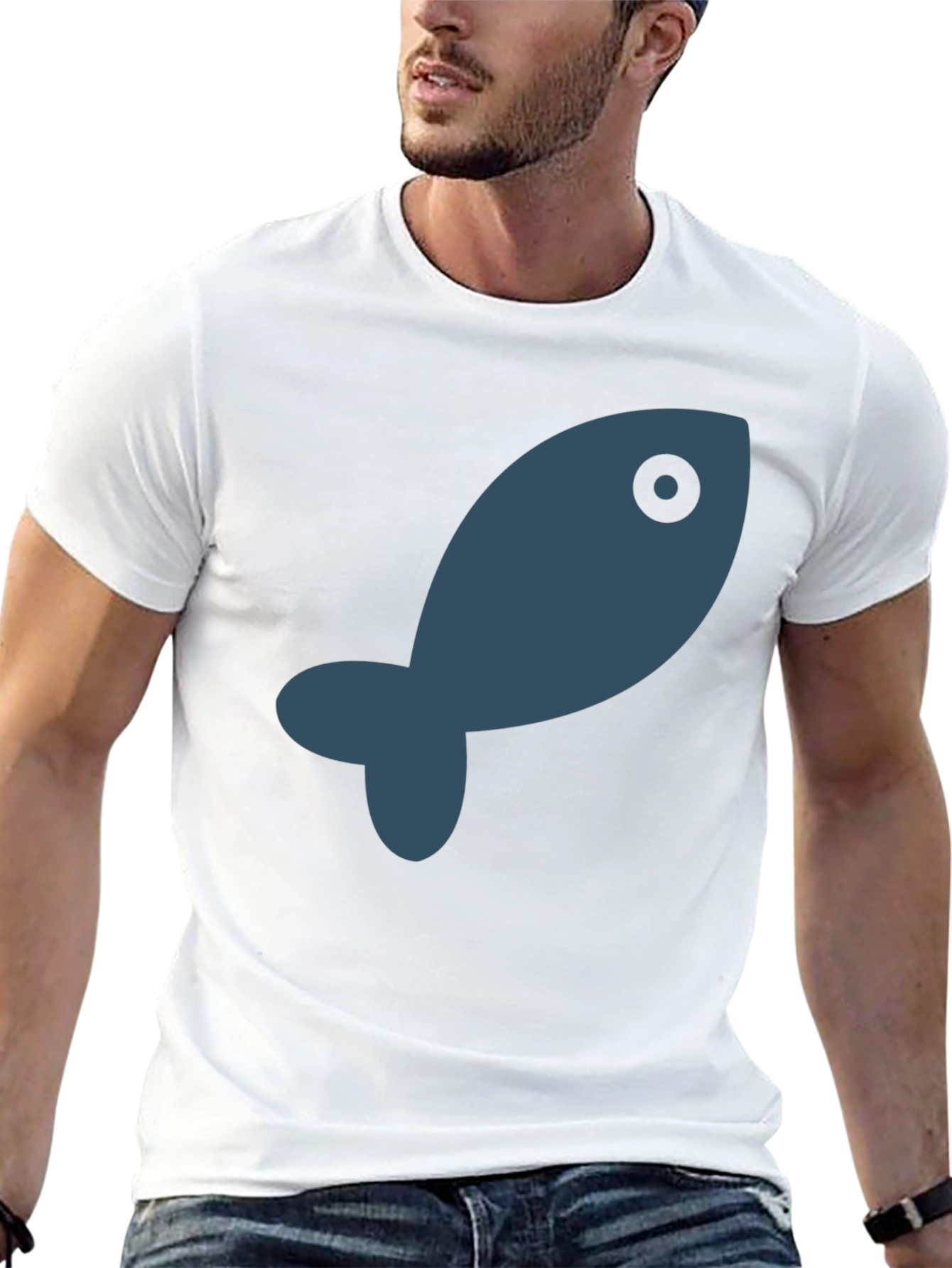 Cool Fish Graphic Black T-Shirt - 13