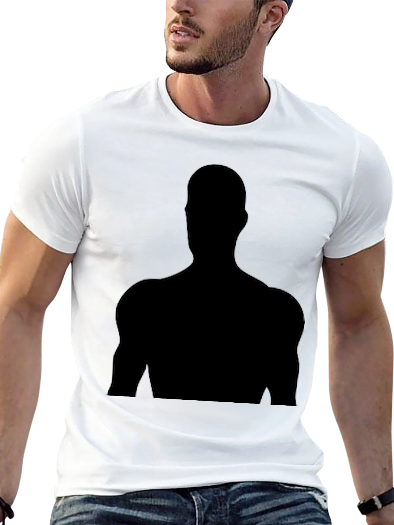 Men's Black T-Shirt with Silhouette Design - 13