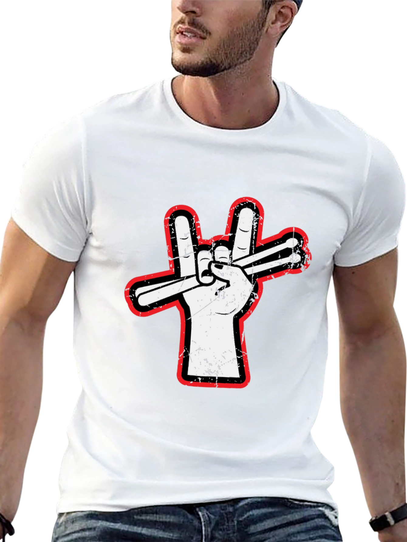 Black Drummer Peace Sign T-Shirt - Rock On! view 13