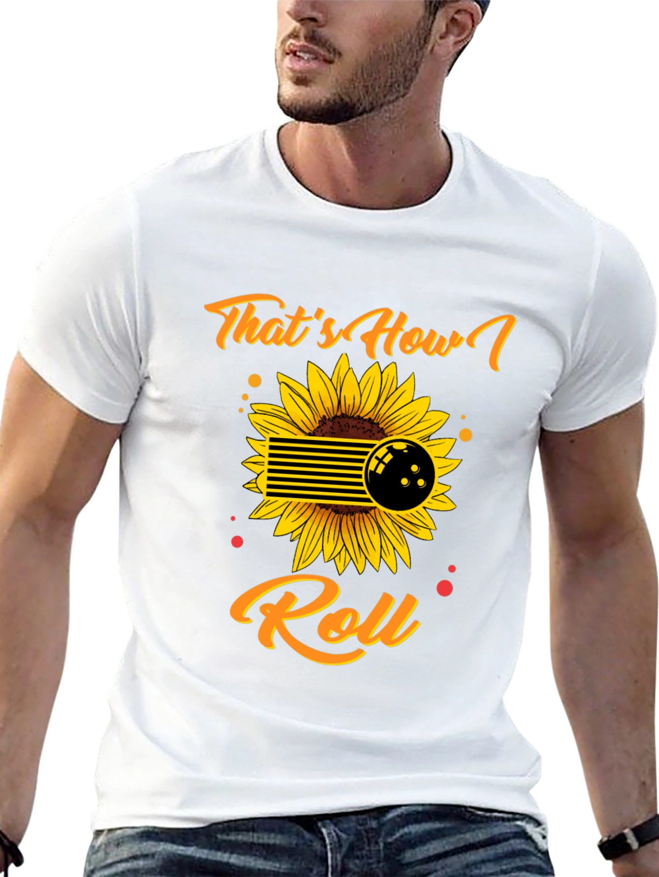 Black That's How I Roll Bowling Sunflower Graphic Tee view 13