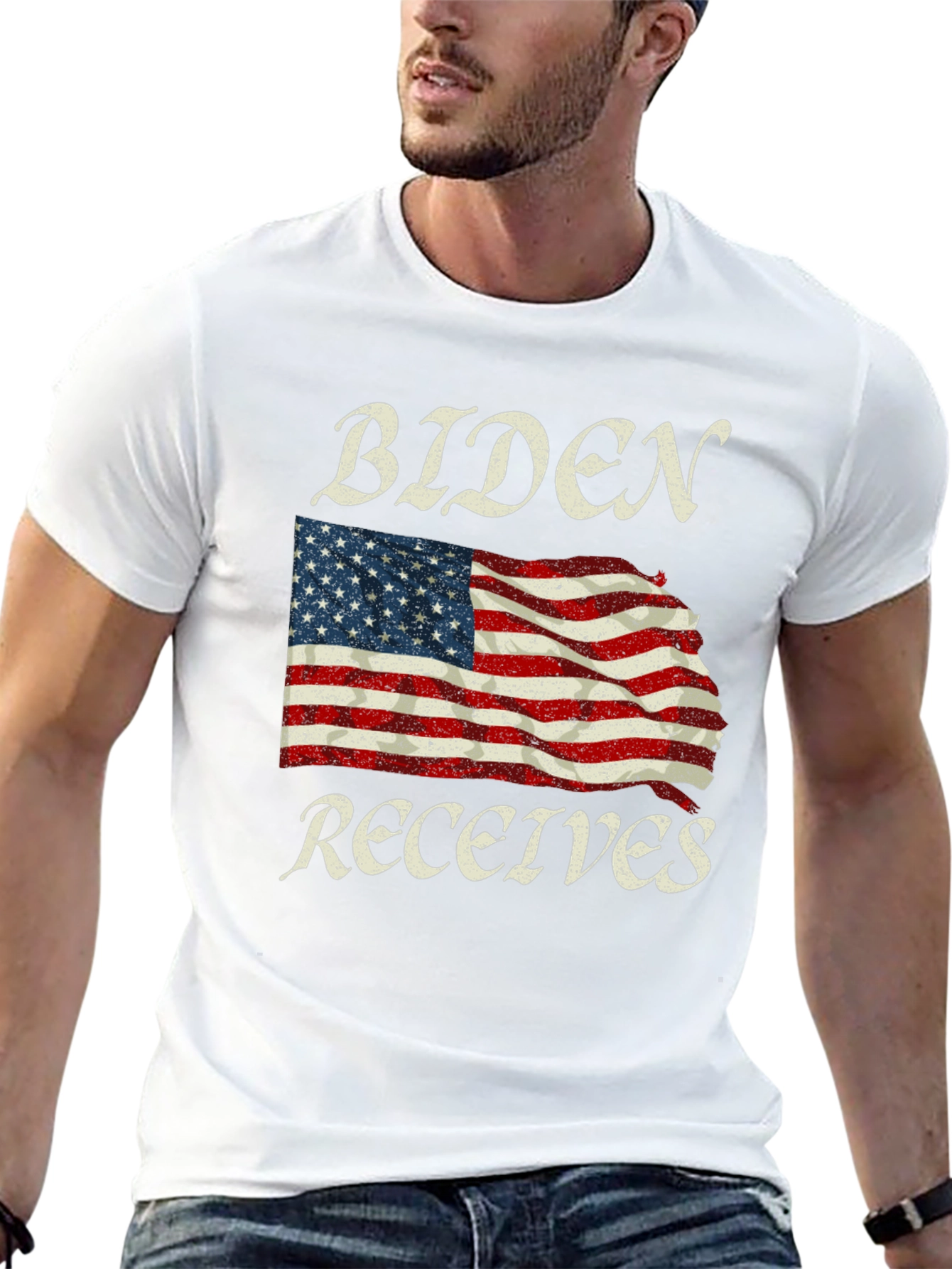 Black Biden Receives American Flag Graphic Tee view 13