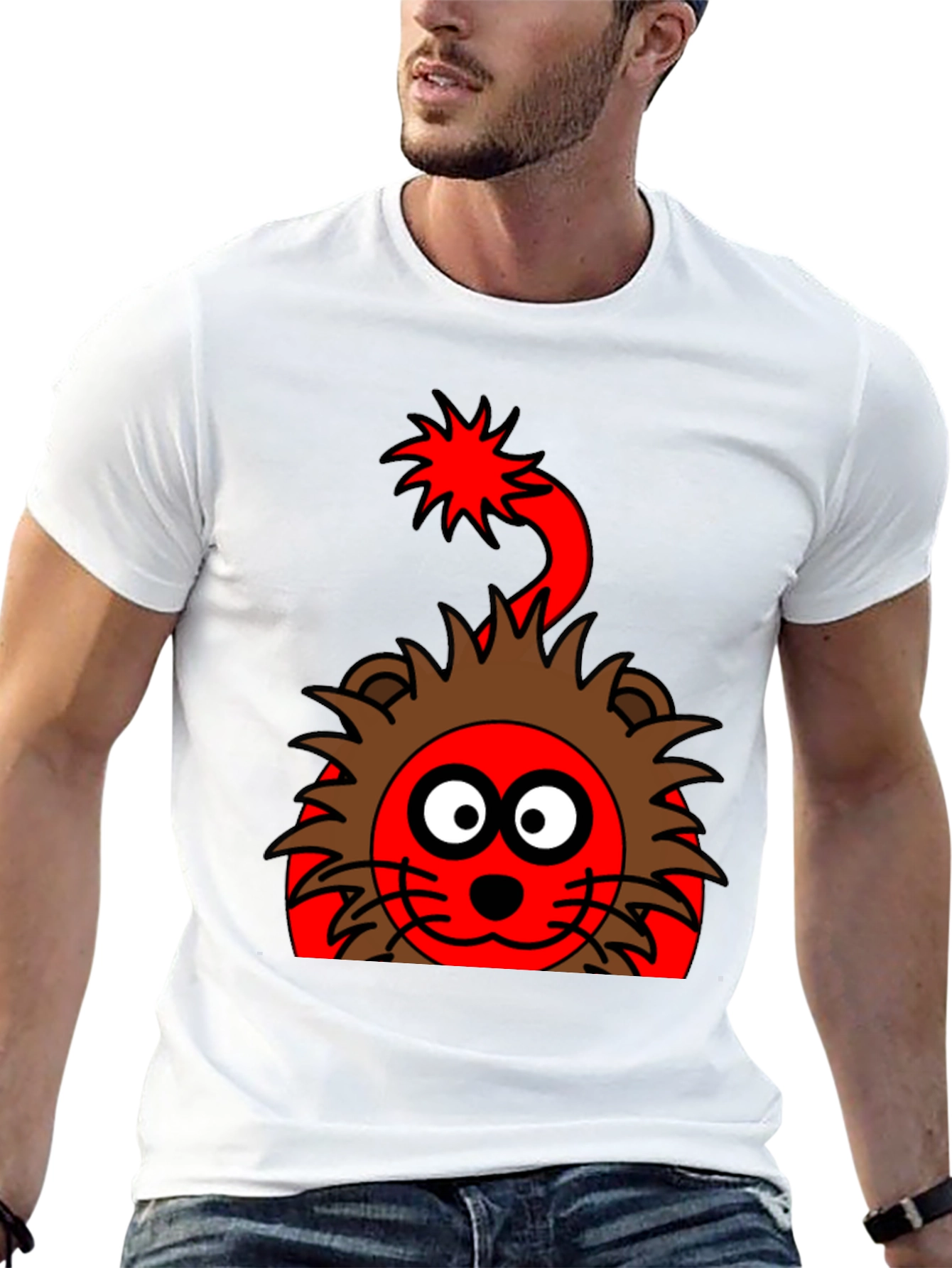 Black Cartoon Lion Graphic Tee - Fun & Unique Design view 13