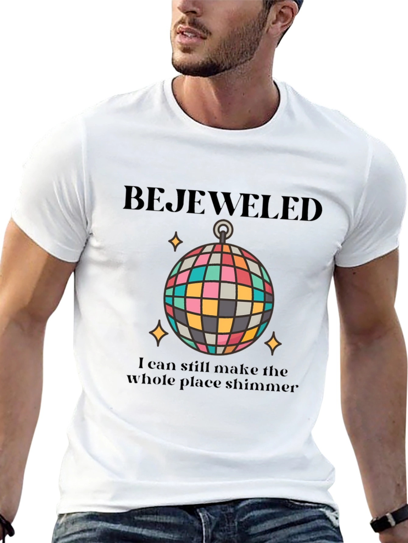 Black Bejeweled Disco Ball Graphic Tee view 13