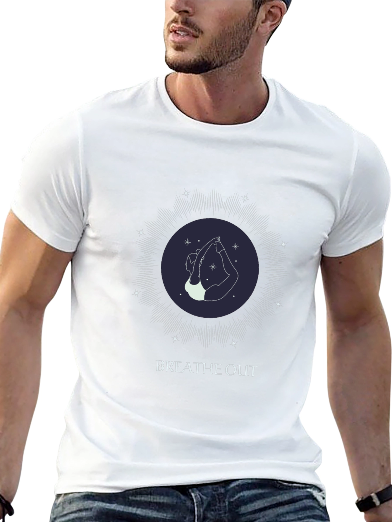 Black Breathe Out Yoga T-Shirt - Unisex Graphic Tee view 13
