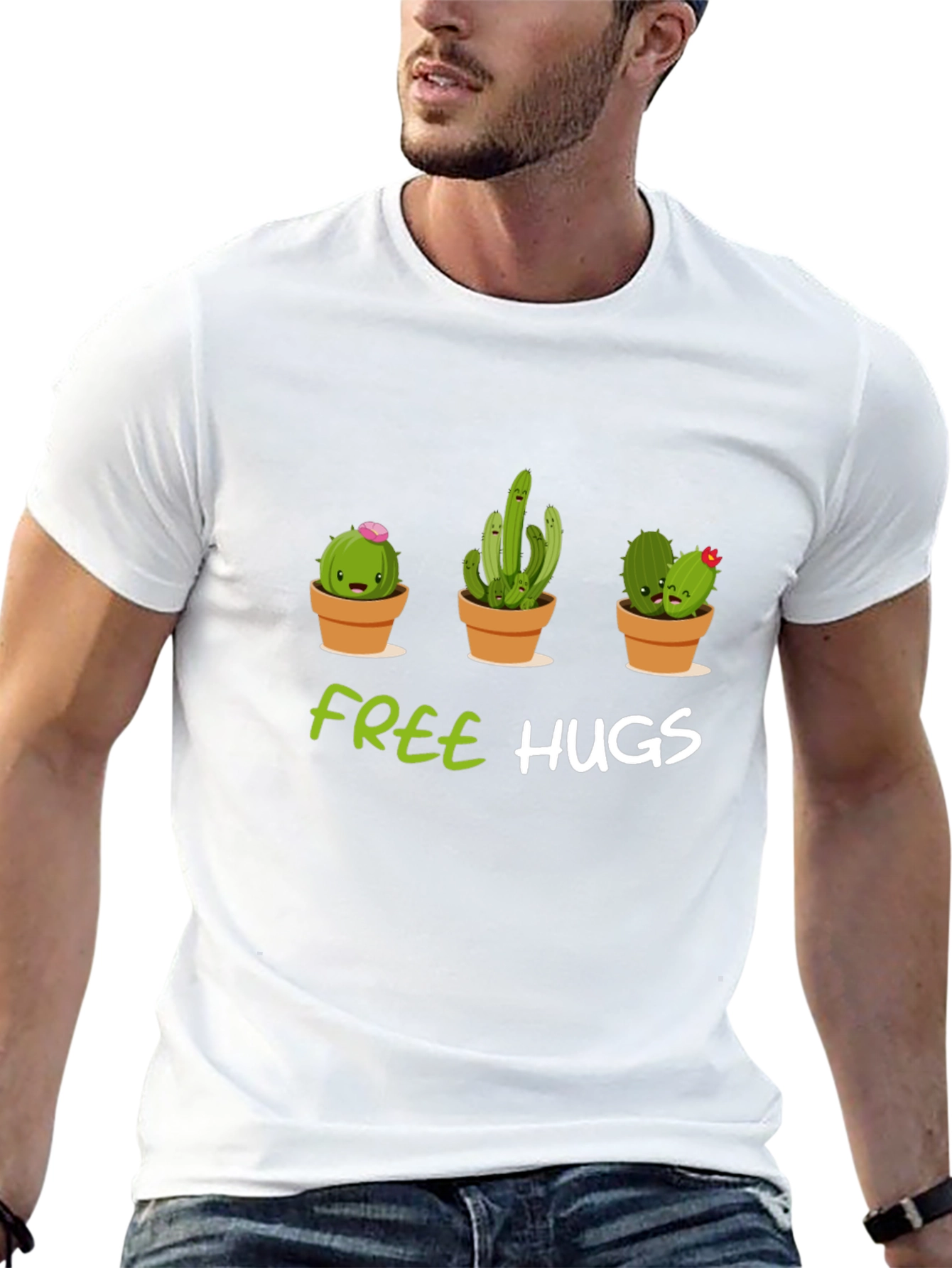 Black Cactus Free Hugs Graphic T-Shirt view 13
