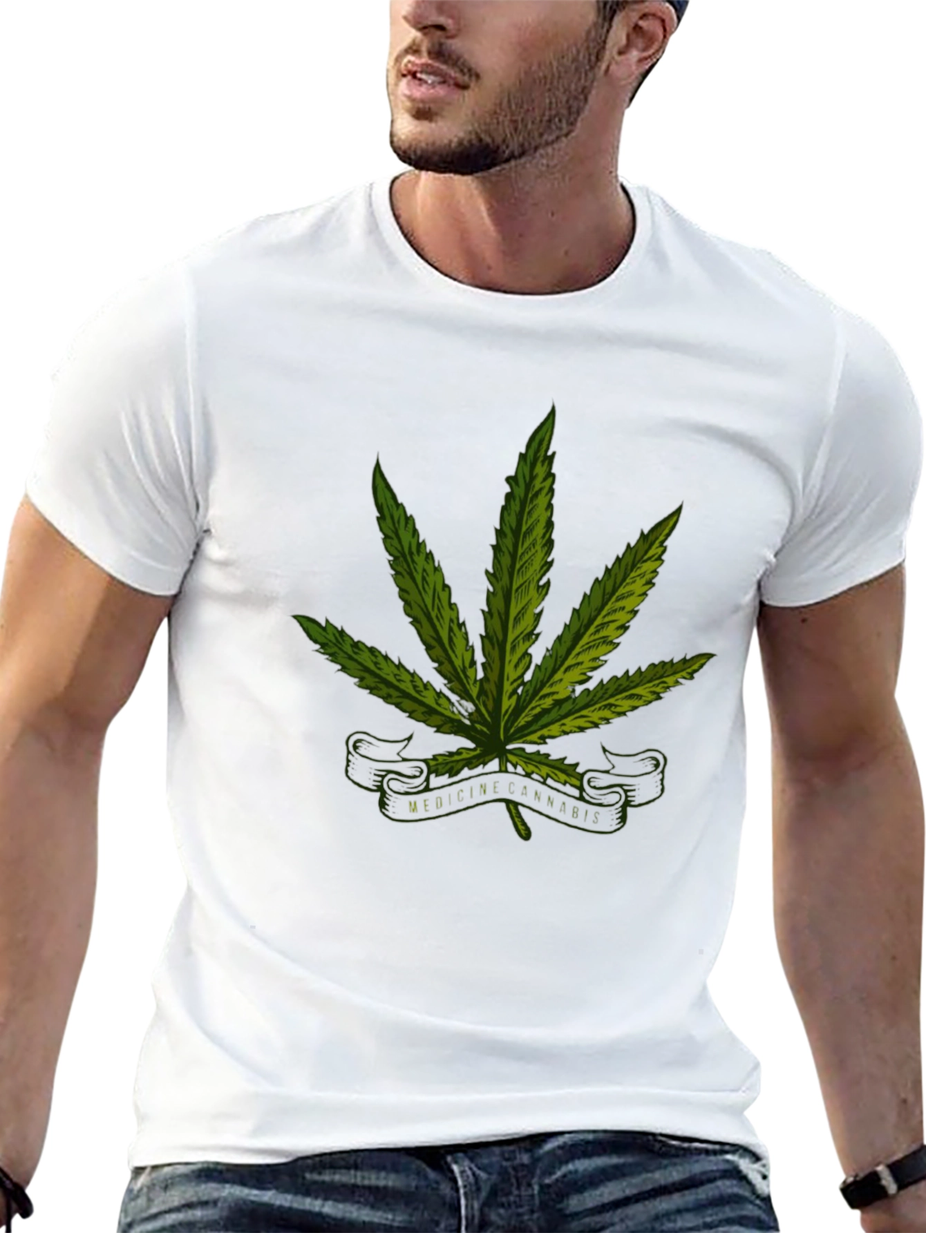 Black Cannabis Medicine Graphic Black T-Shirt view 13