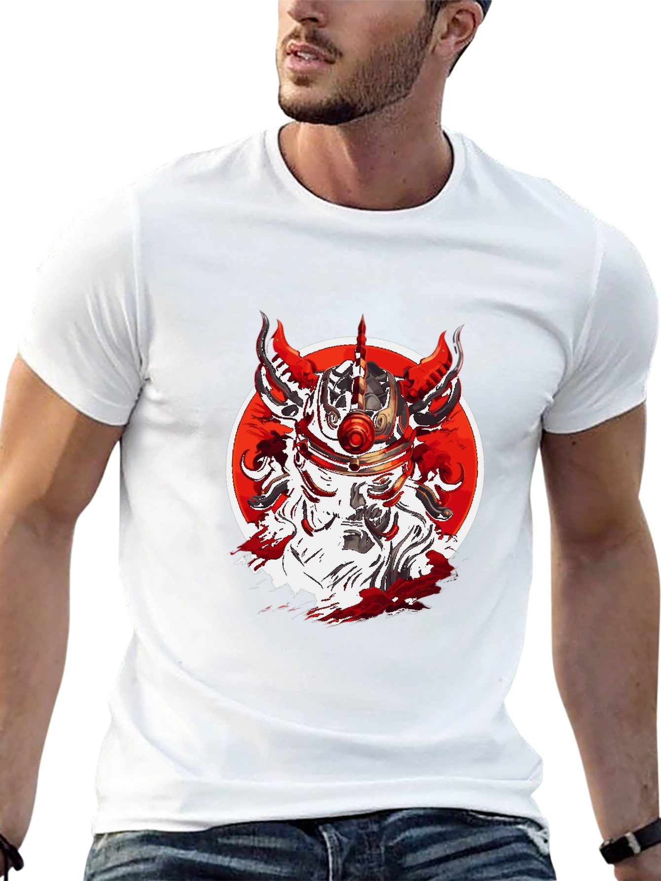 Black Red Horned Warrior T-Shirt view 13