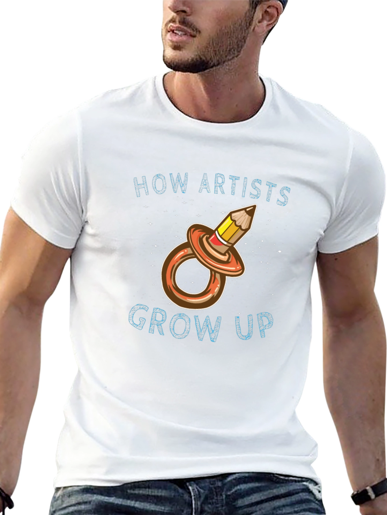 Black Artist Humor T-Shirt - How Artists Grow Up Pencil Pacifier view 13