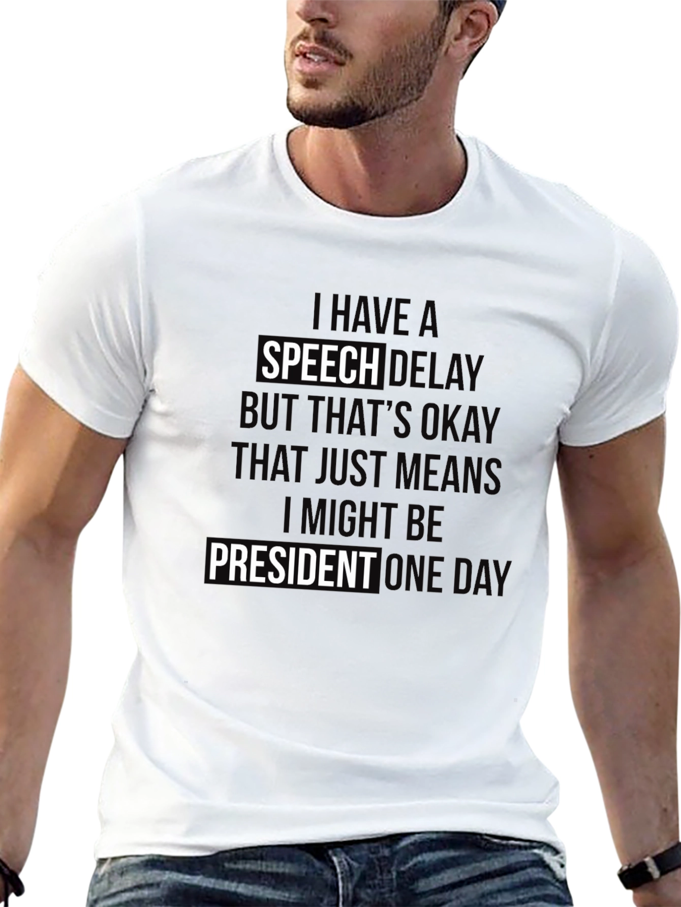 Black Speech Delay President T-Shirt view 13