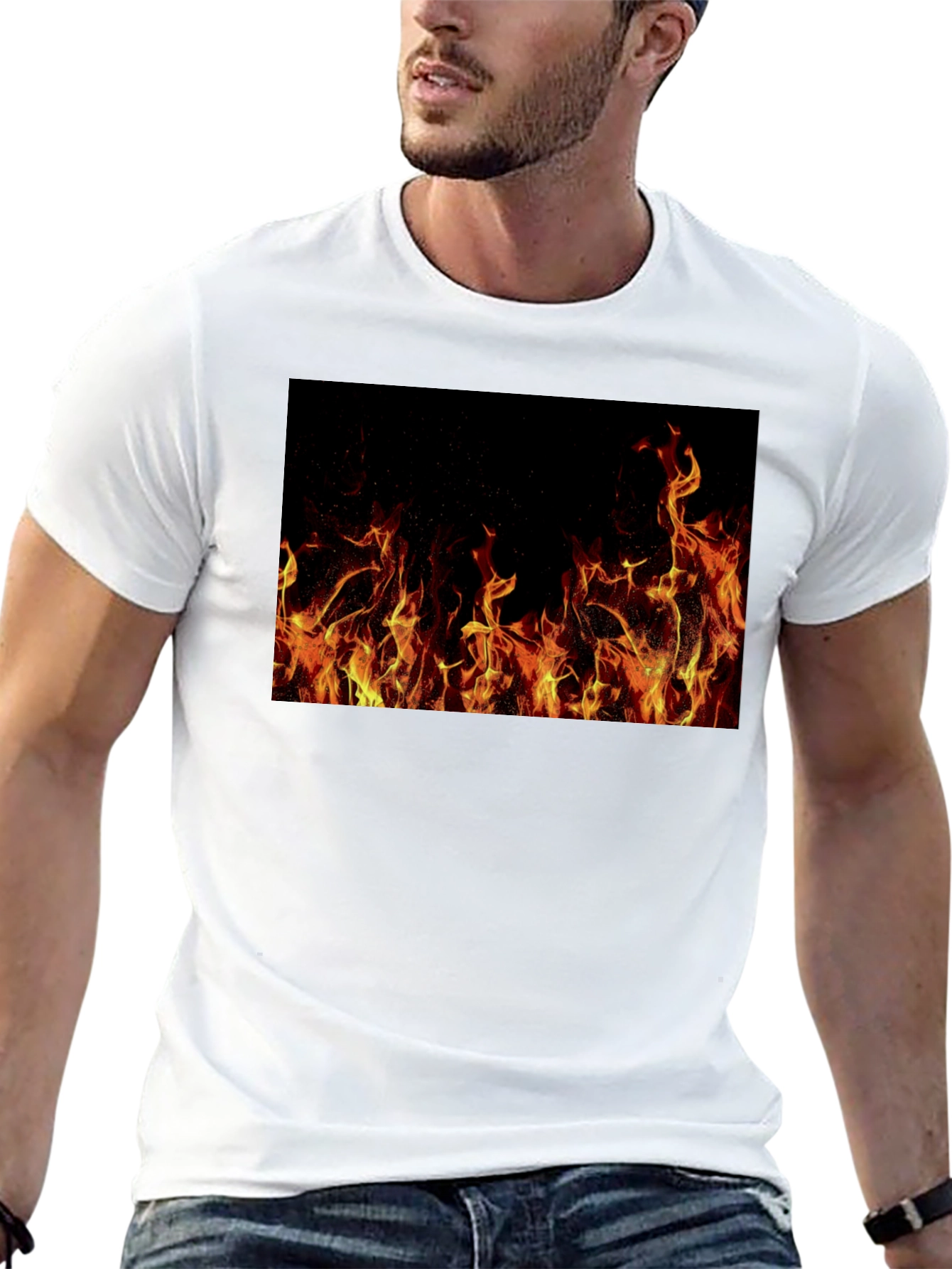 Black Inferno T-Shirt: Bold Fire Design view 13