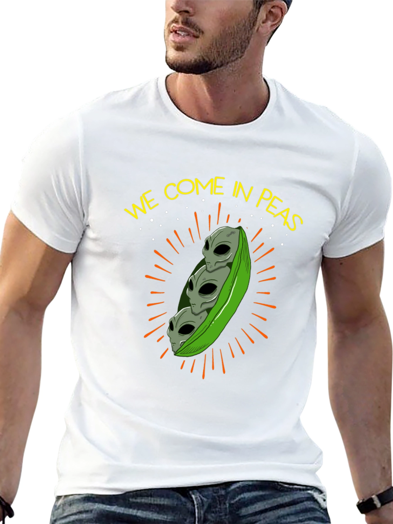 Black We Come In Peas Alien T-Shirt view 13