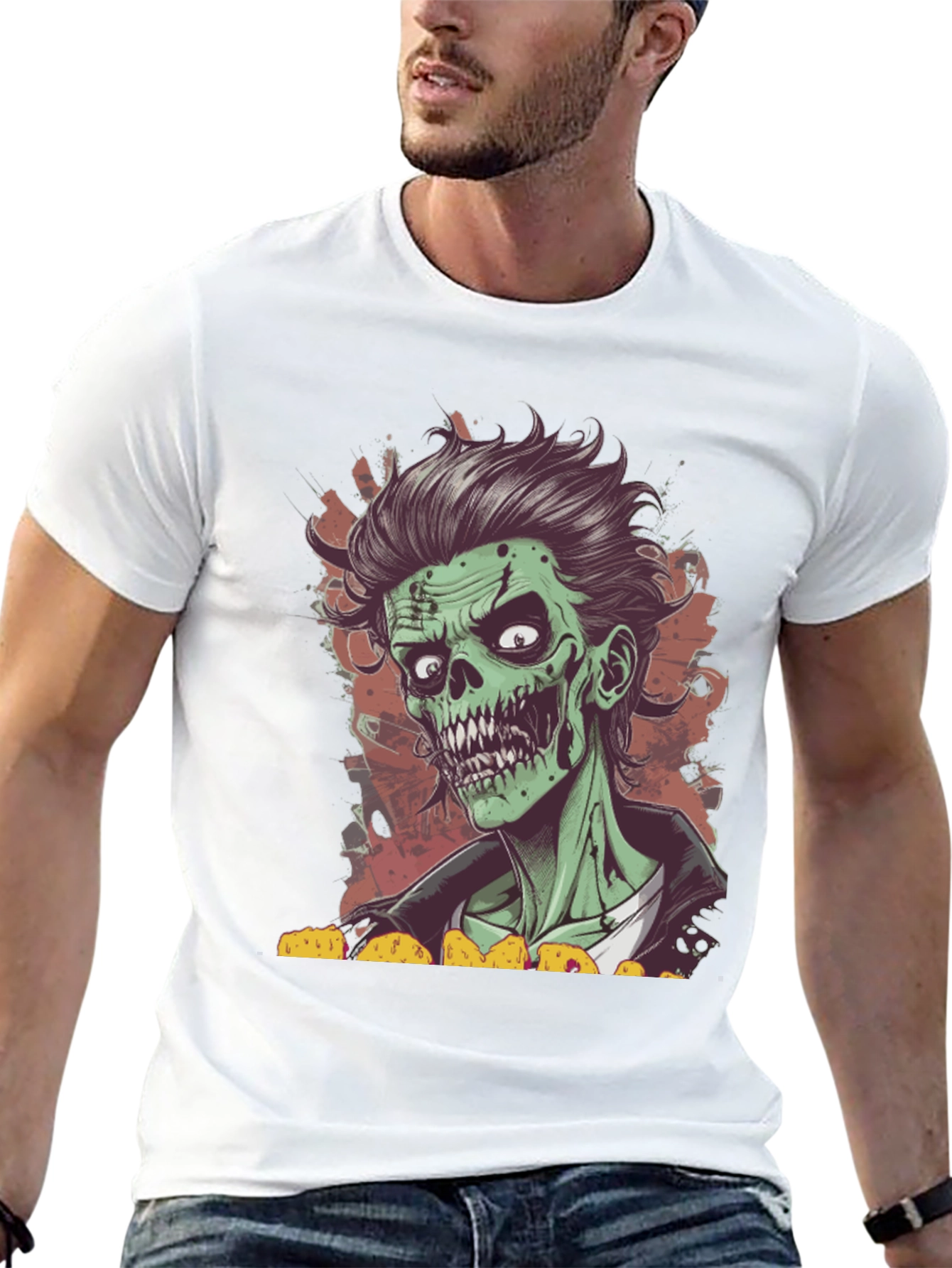 Black Zombie Taco Lover T-Shirt - Spooky Graphic Tee view 13