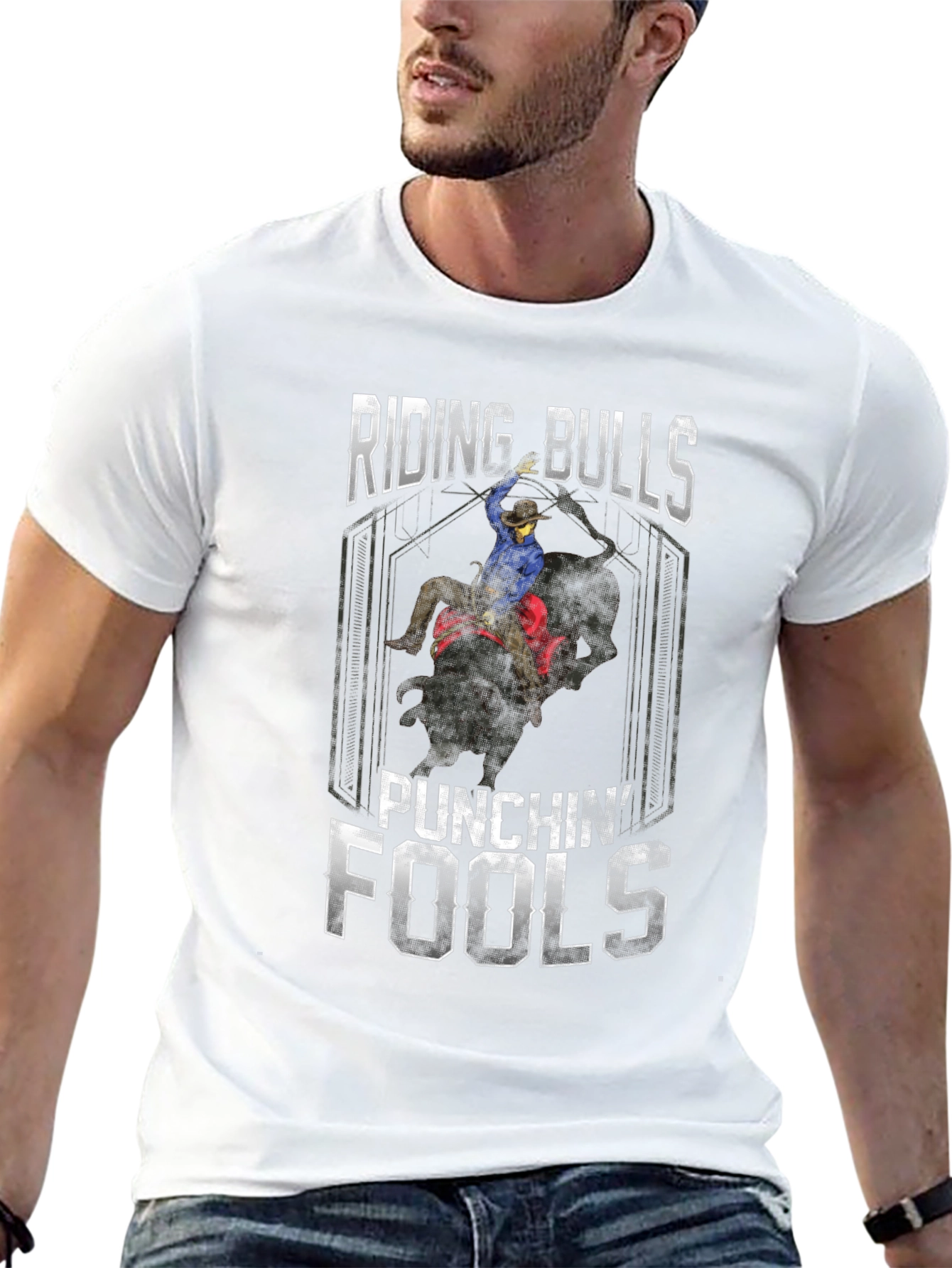Black Riding Bulls Punchin' Fools Graphic Tee view 13