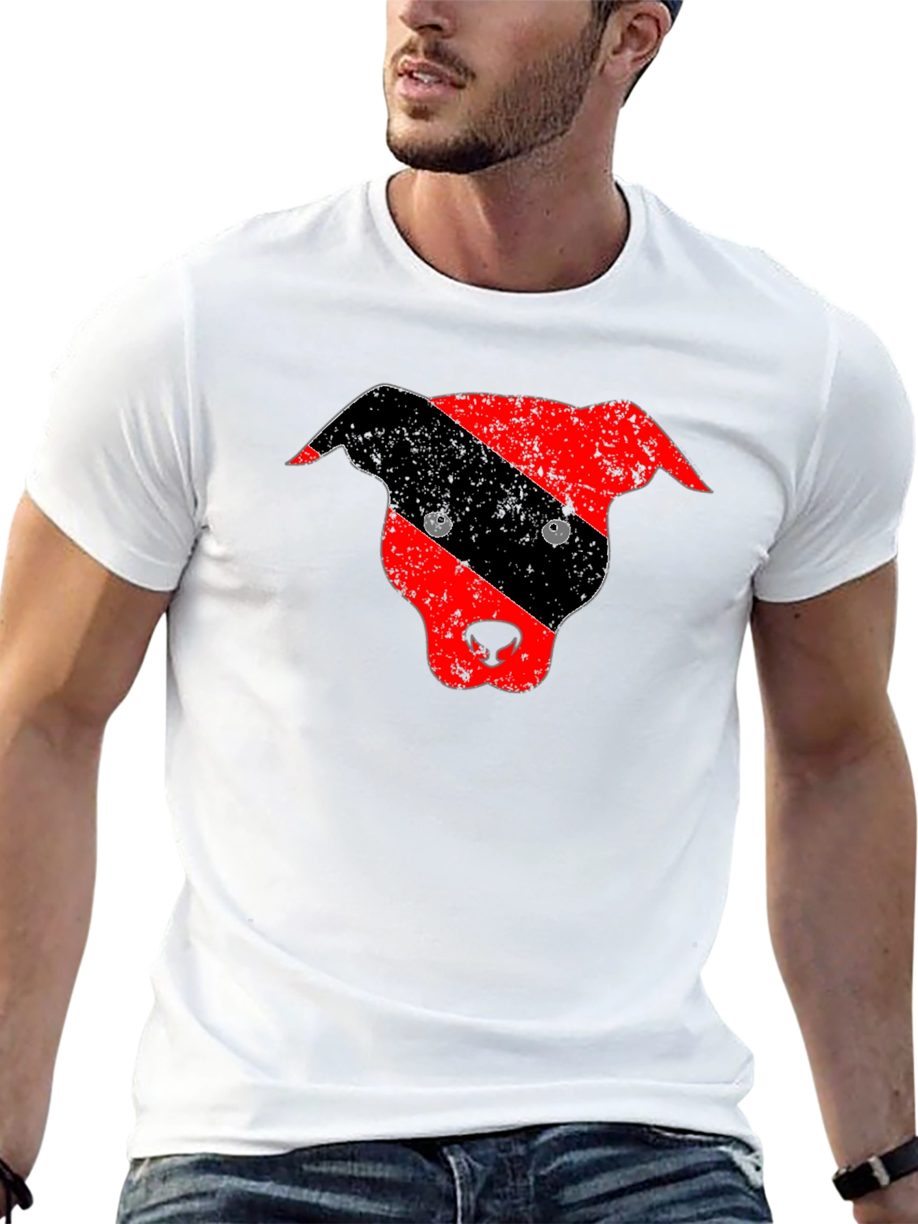 Black Distressed Pitbull Dog Head Graphic Tee view 13