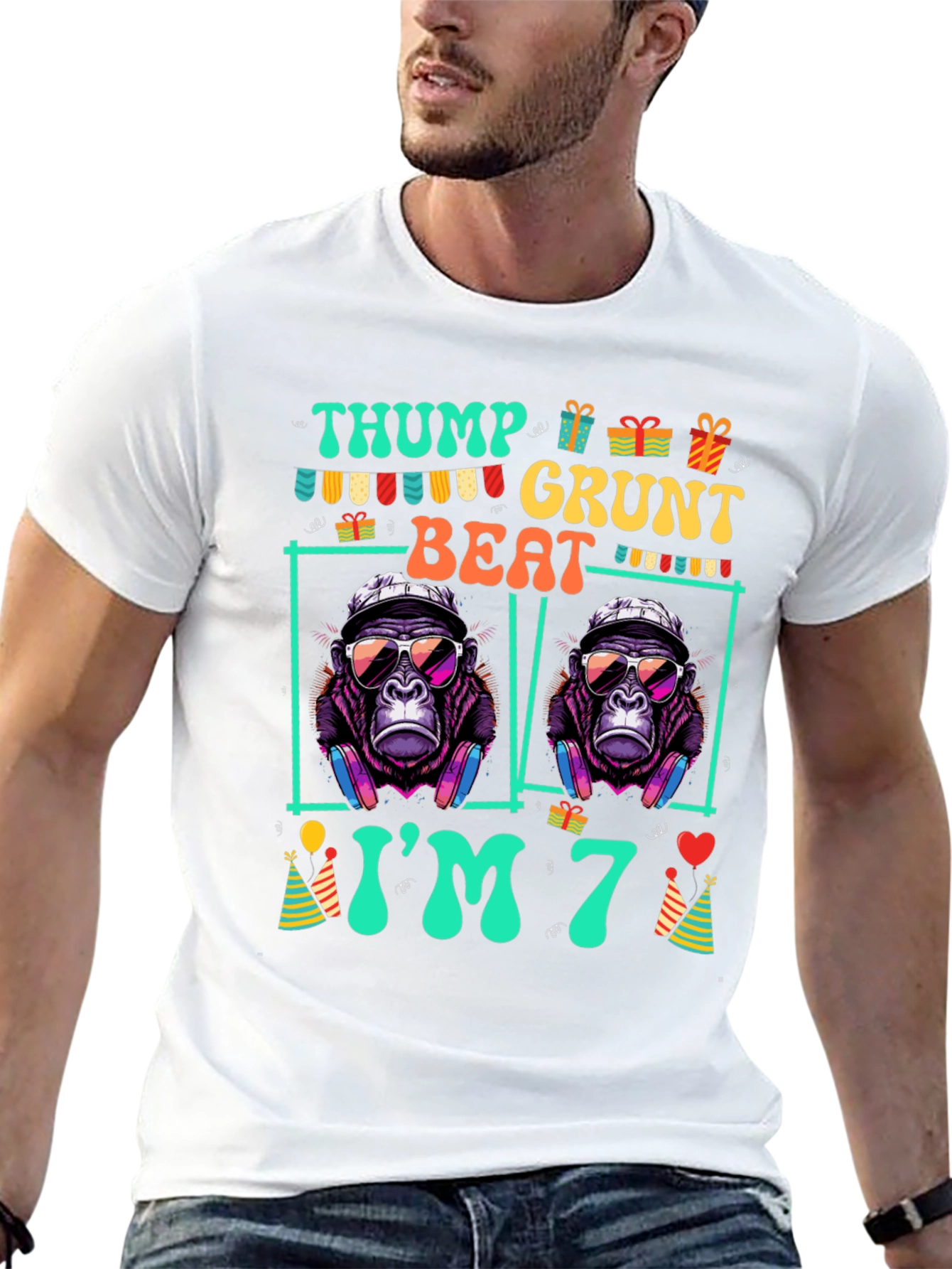 Black Thump Grunt Beat I'm 7 T-Shirt view 13