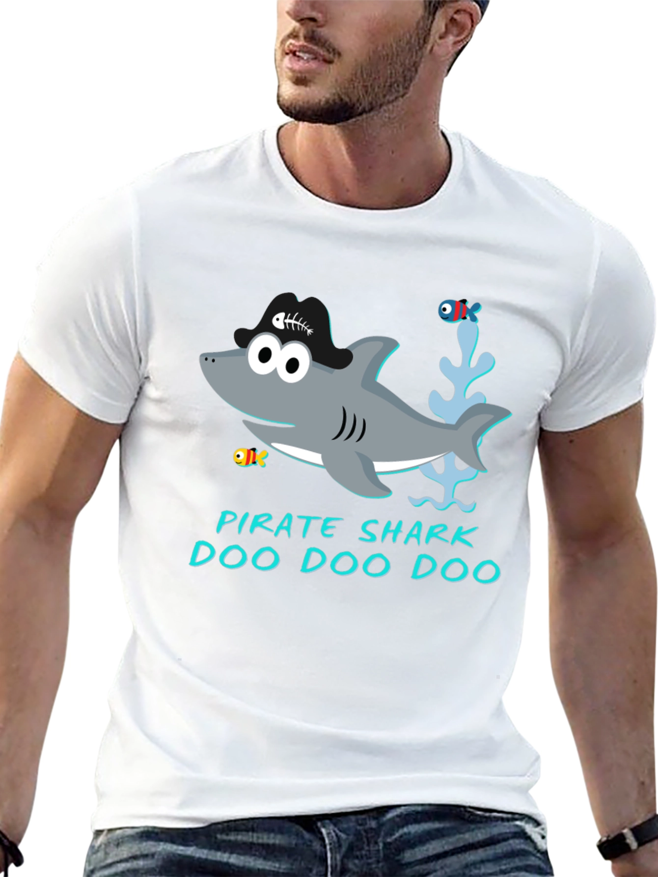 Black Pirate Shark Doo Doo Doo Graphic Tee view 13