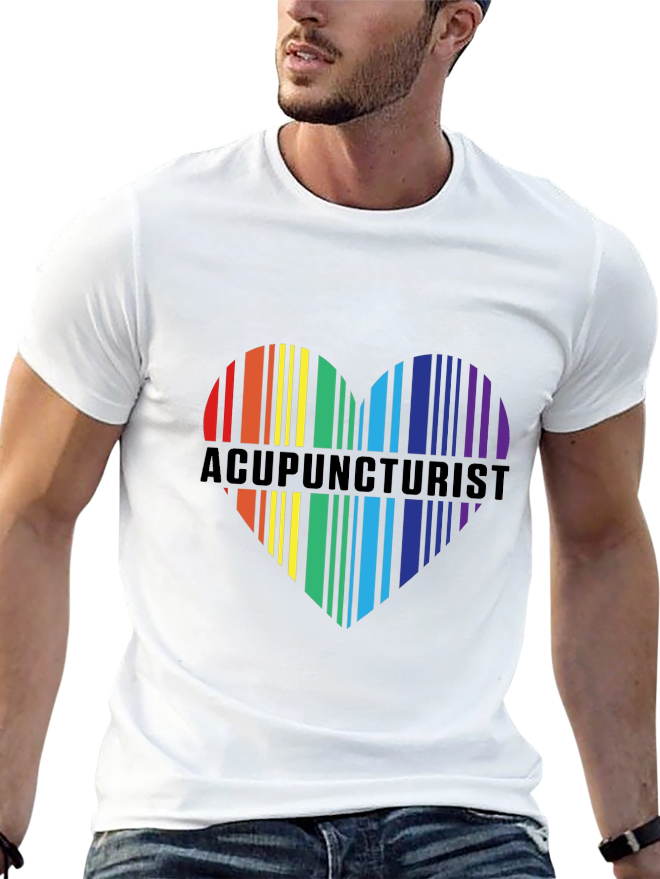 Black Acupuncturist Rainbow Heart T-Shirt view 13